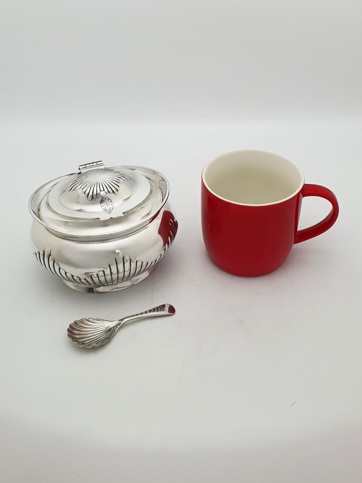 Antique Elkington Silver Plated Tea Caddy With Shell Caddy Spoon - 1908