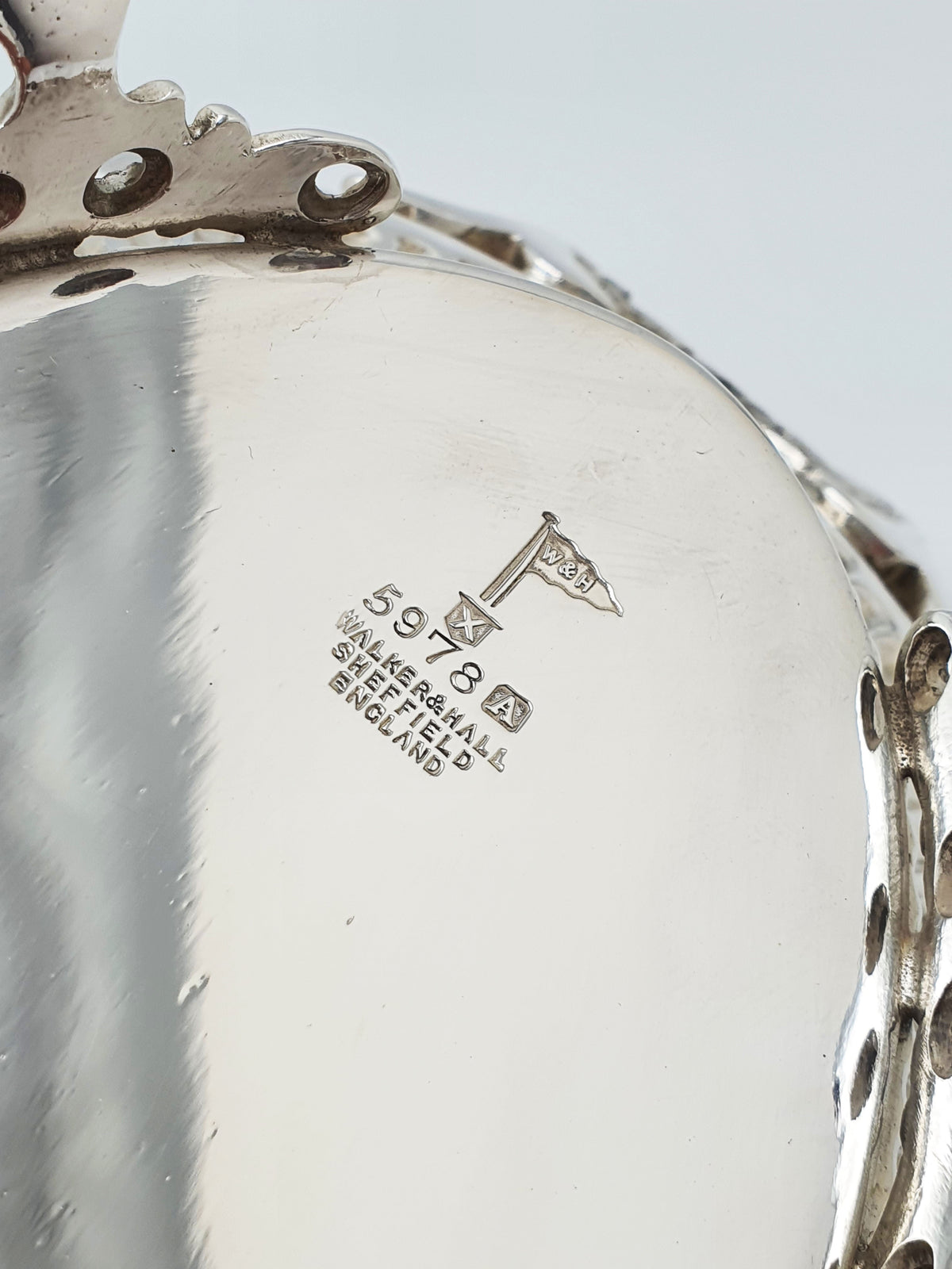 Antique Walker & Hall Silver Plated Bread Basket With Mother Of Pearl Fork – circa 1905