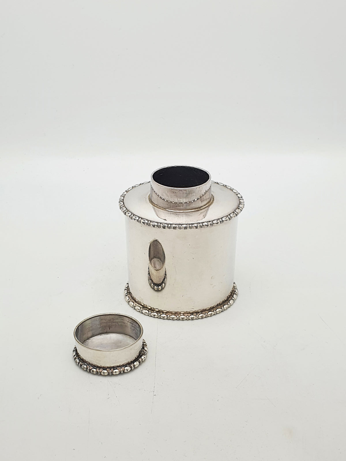 Antique Edwardian Silver Plated Tea Caddy With Beaded Borders – circa 1905
