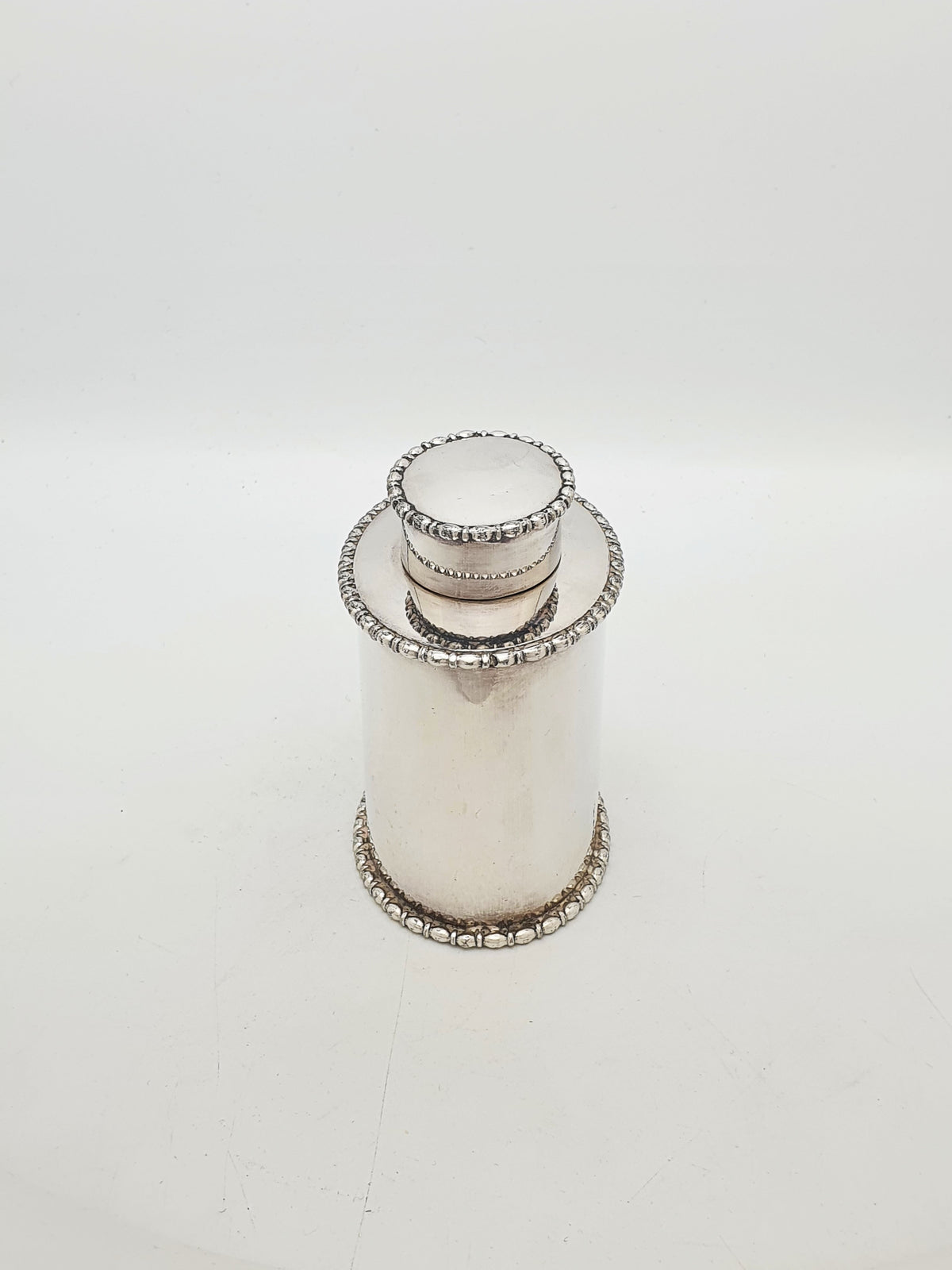 Antique Edwardian Silver Plated Tea Caddy With Beaded Borders – circa 1905
