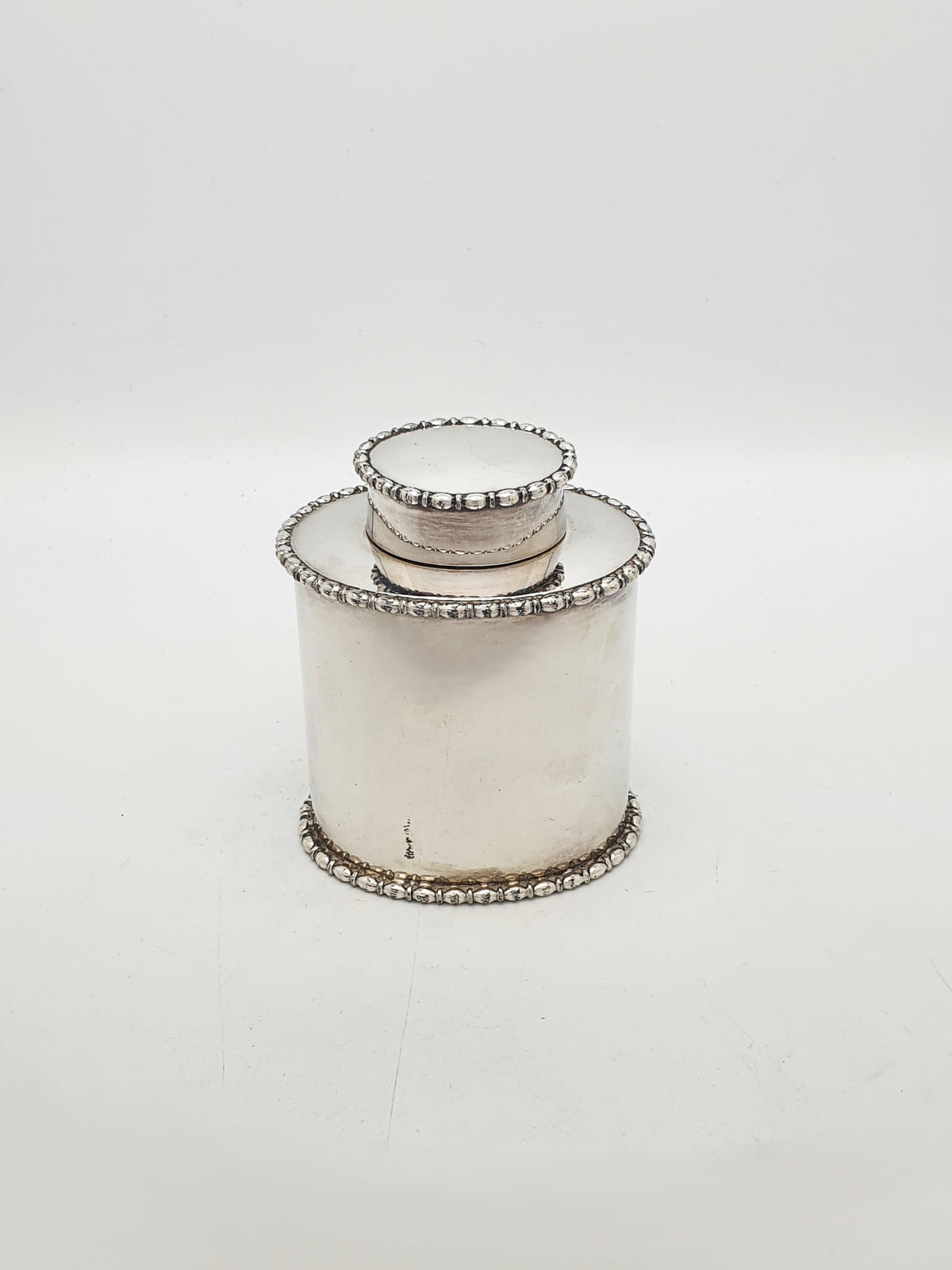 Antique Edwardian Silver Plated Tea Caddy With Beaded Borders – circa 1905