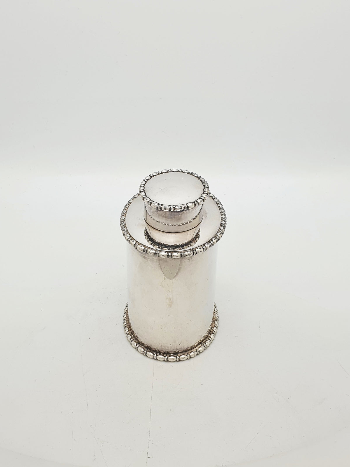 Antique Edwardian Silver Plated Tea Caddy With Beaded Borders – circa 1905