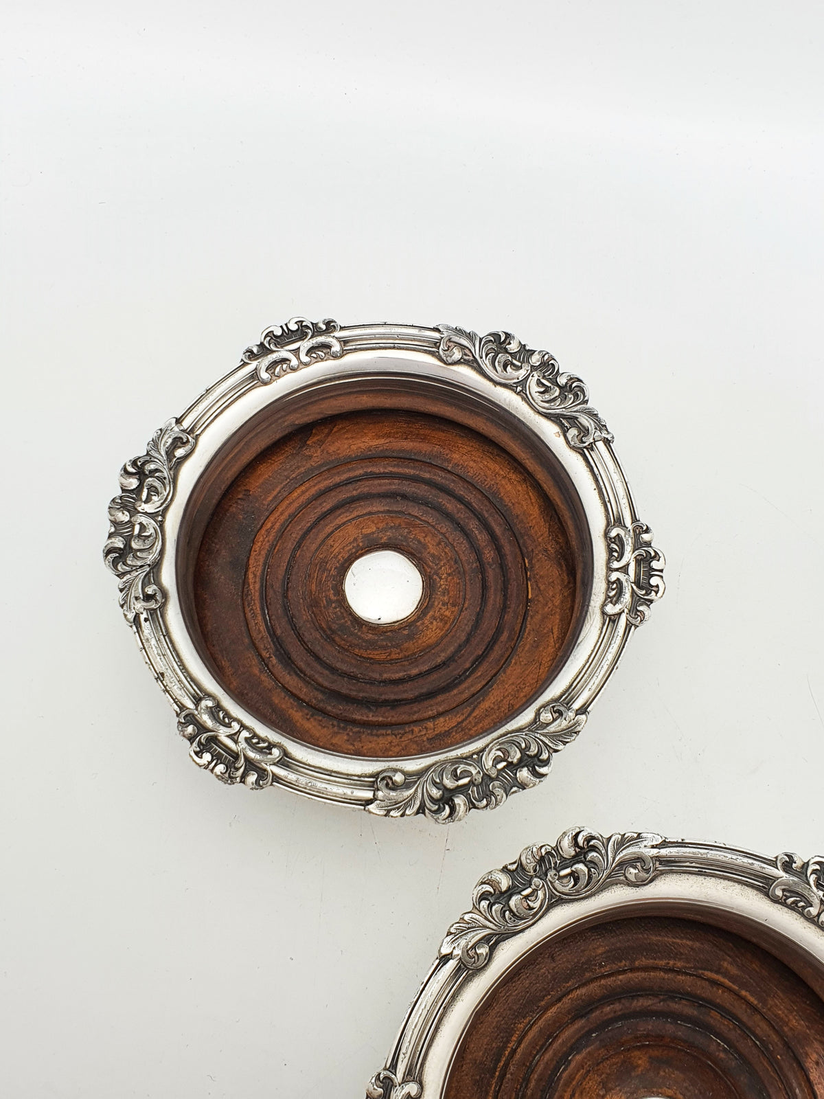Pair of Antique Victorian Silver Plated Wine Bottle Coasters - circa 1890