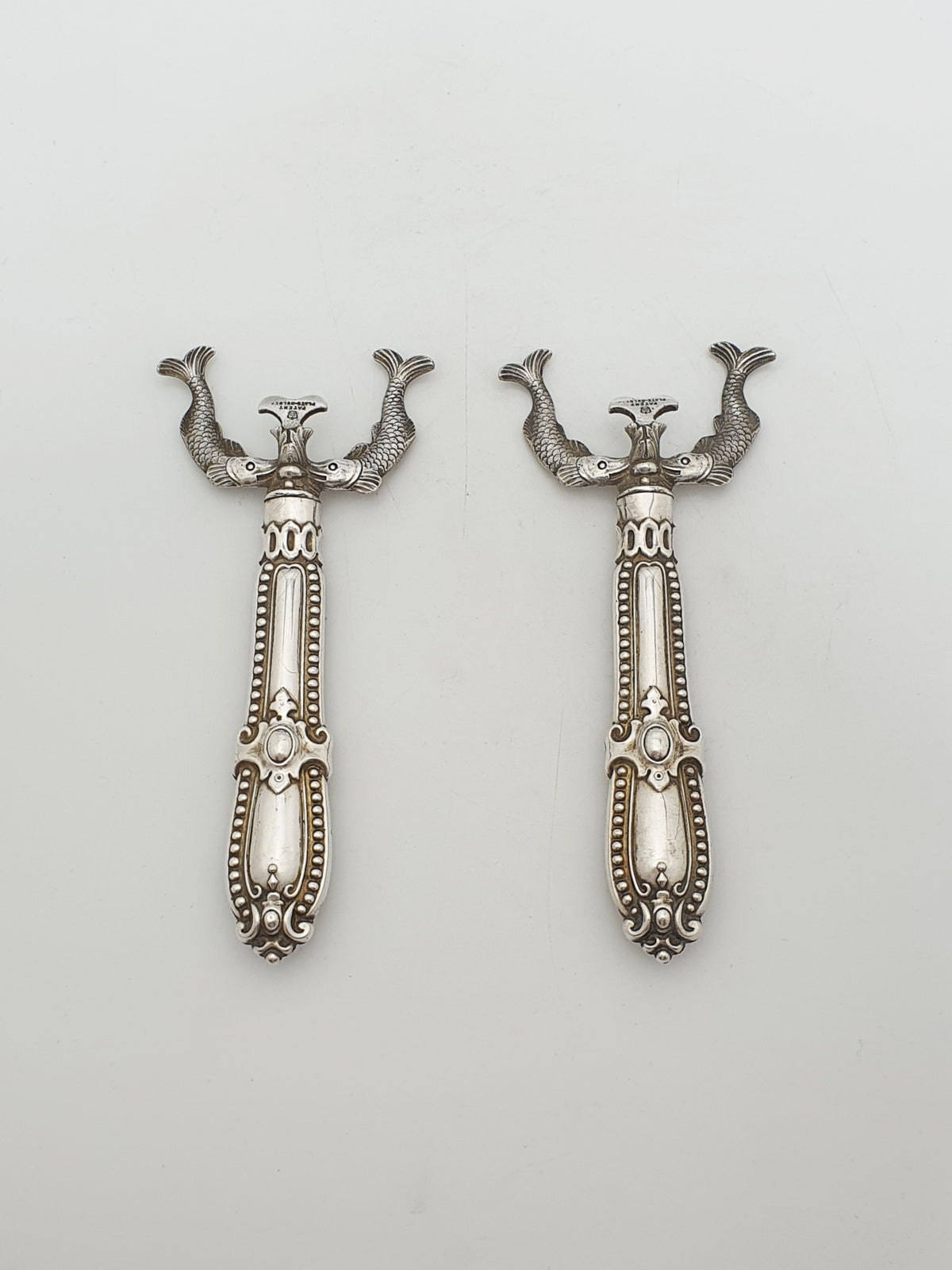 Unusual Pair of Antique Victorian Silver Plated Fish Plate Holders – circa 1890