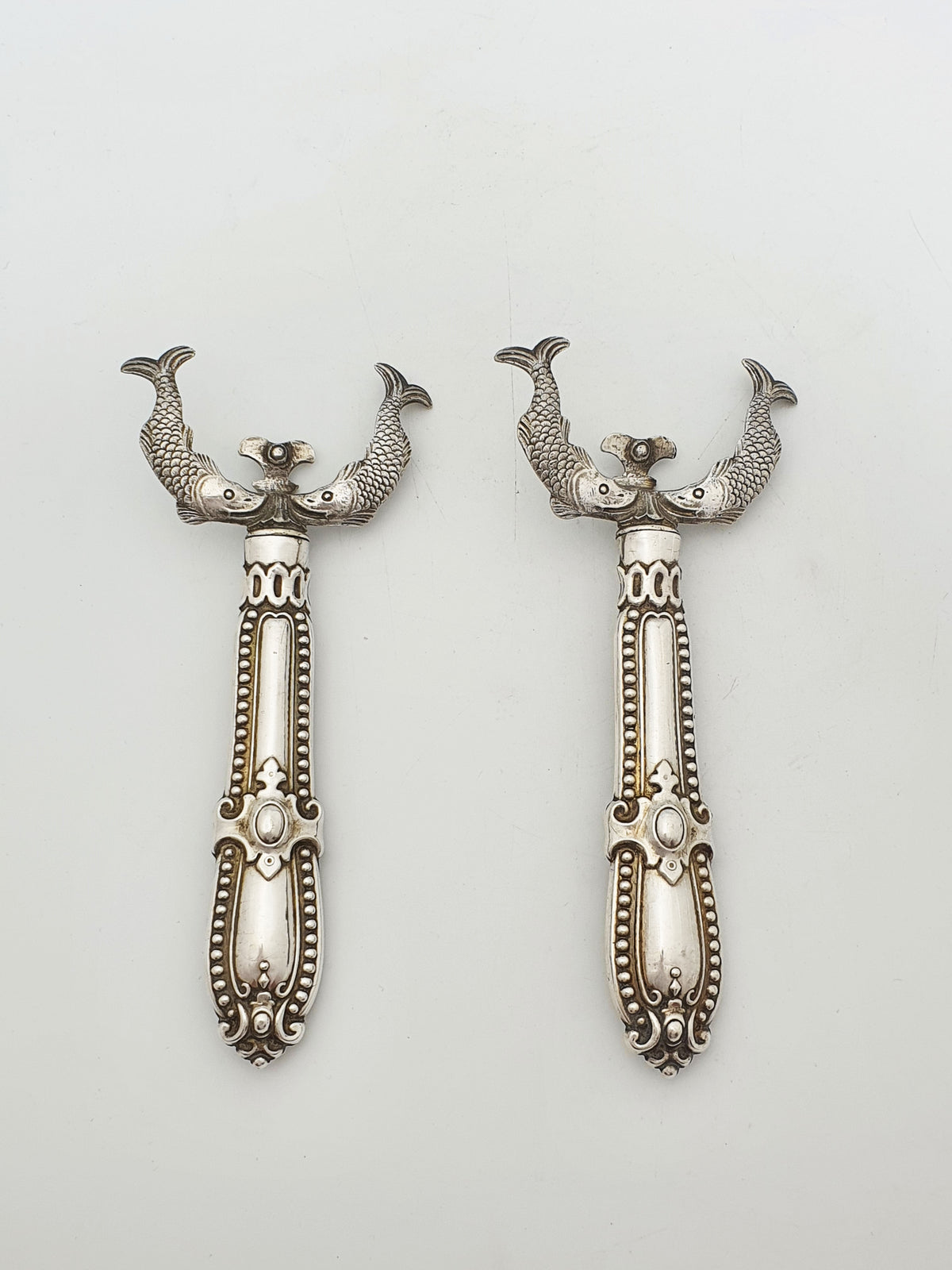 Unusual Pair of Antique Victorian Silver Plated Fish Plate Holders – circa 1890