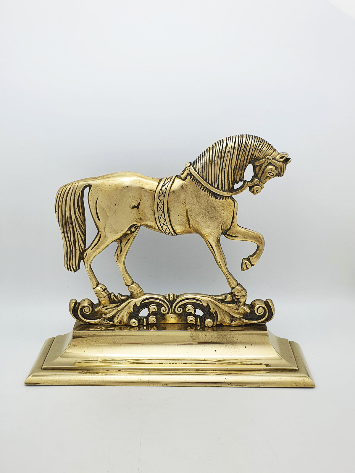 Antique Victorian Cast Brass Horse Doorstop – circa 1880