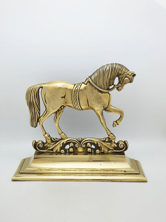 Antique Victorian Cast Brass Horse Doorstop – circa 1880
