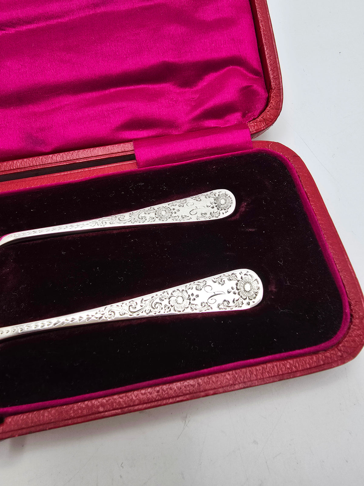 Antique Edwardian Sterling Silver Engraved Butter Spreaders - 1903