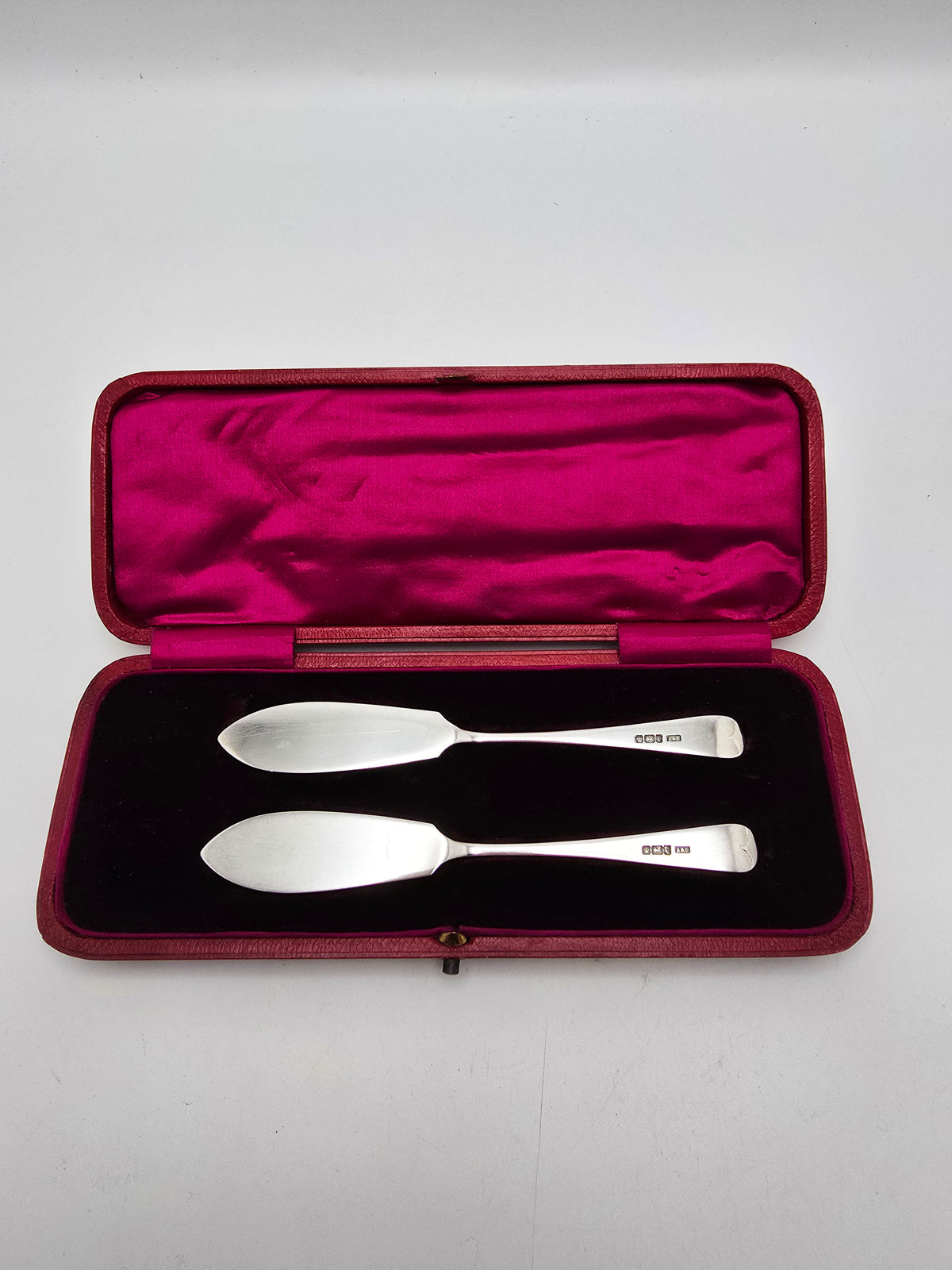 Antique Edwardian Sterling Silver Engraved Butter Spreaders - 1903