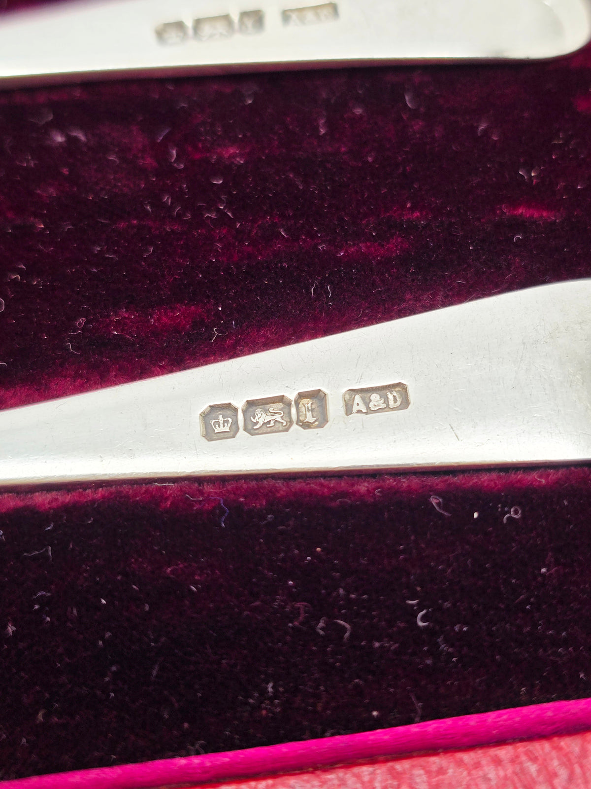 Antique Edwardian Sterling Silver Engraved Butter Spreaders - 1903