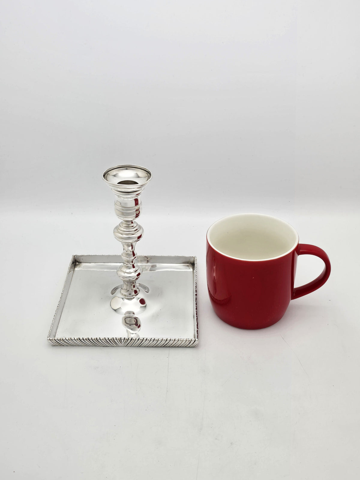 Antique Silver Plated Tray Based Candlesticks Pair – circa 1920