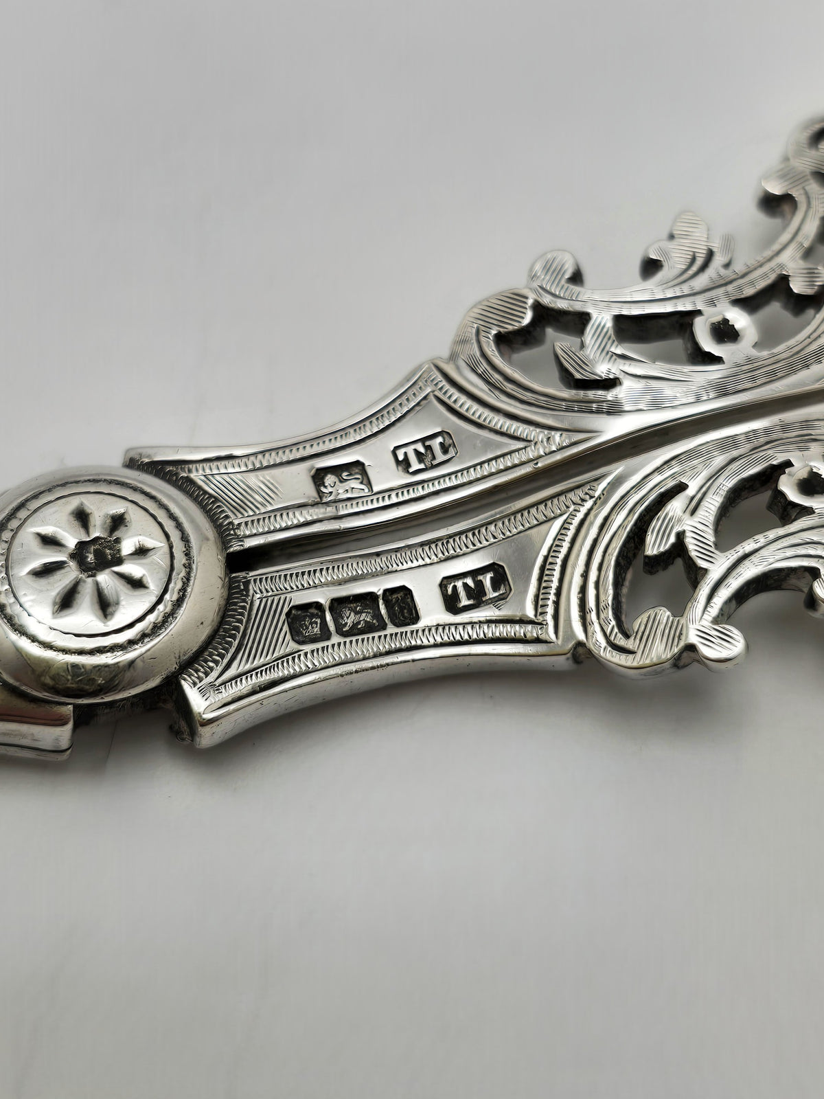 Antique Edwardian Sterling Silver Grape Scissors With Pierced Handles – circa 1905