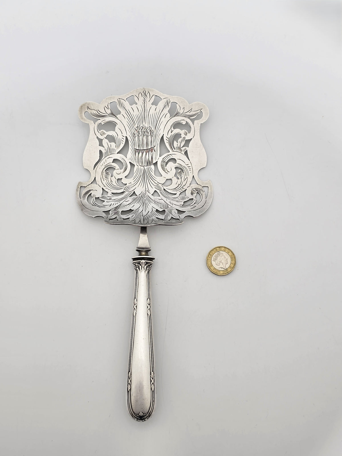 Antique German Silver Handled Pierced and Engraved Server – circa 1900