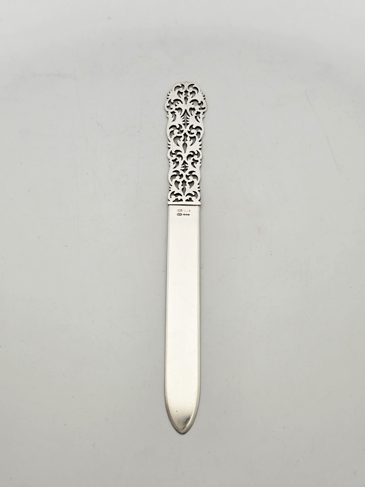 Vintage Elizabeth II Sterling Silver Pierced Foliate Letter Opener – 1980