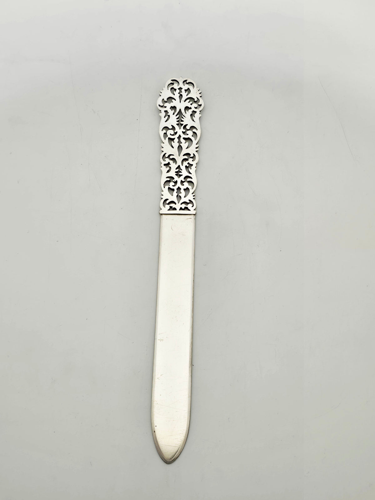 Vintage Elizabeth II Sterling Silver Pierced Foliate Letter Opener – 1980