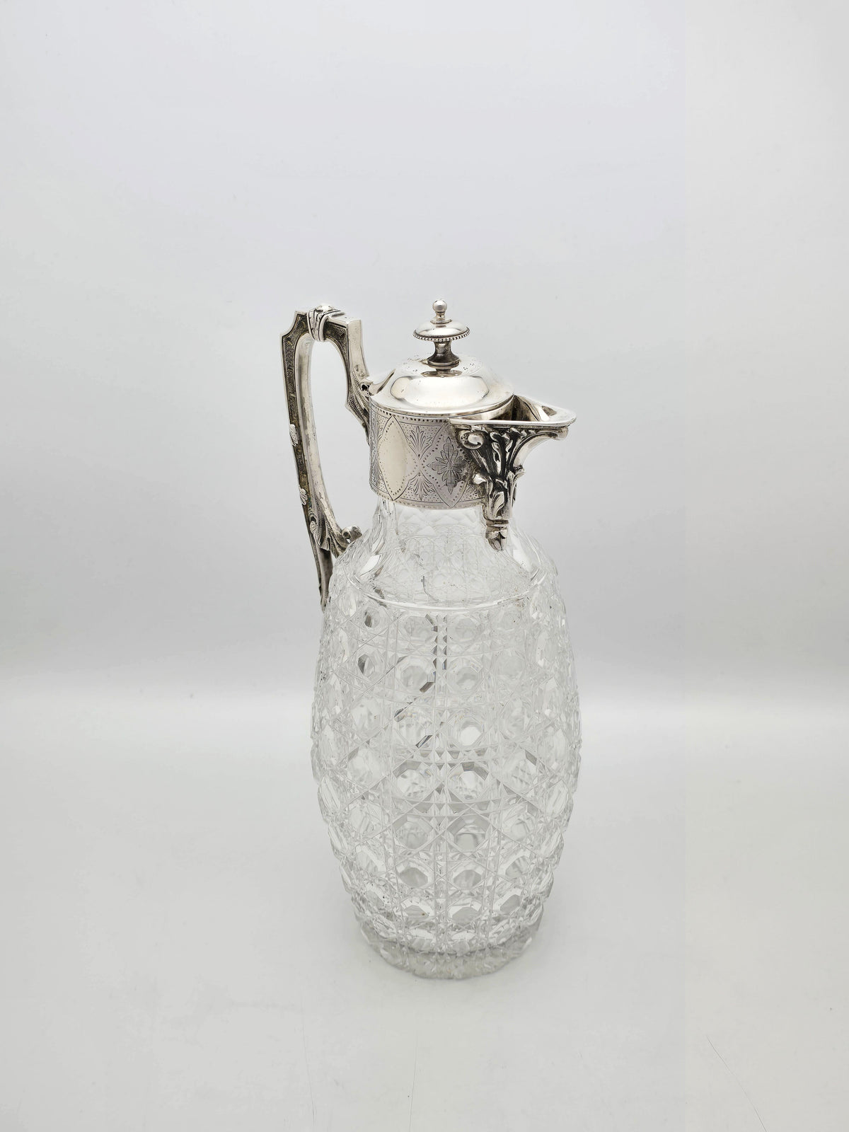 Antique Victorian Silver Plate and Cut Glass Claret Jug – circa 1890