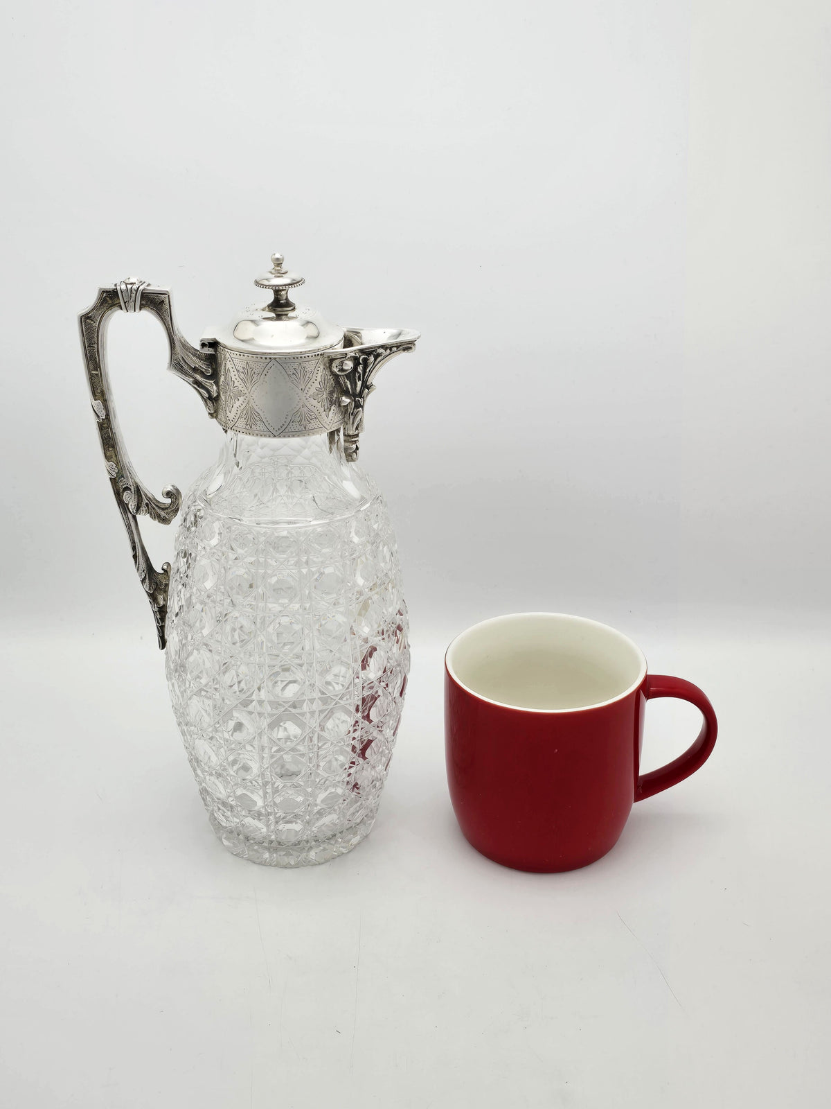 Antique Victorian Silver Plate and Cut Glass Claret Jug – circa 1890