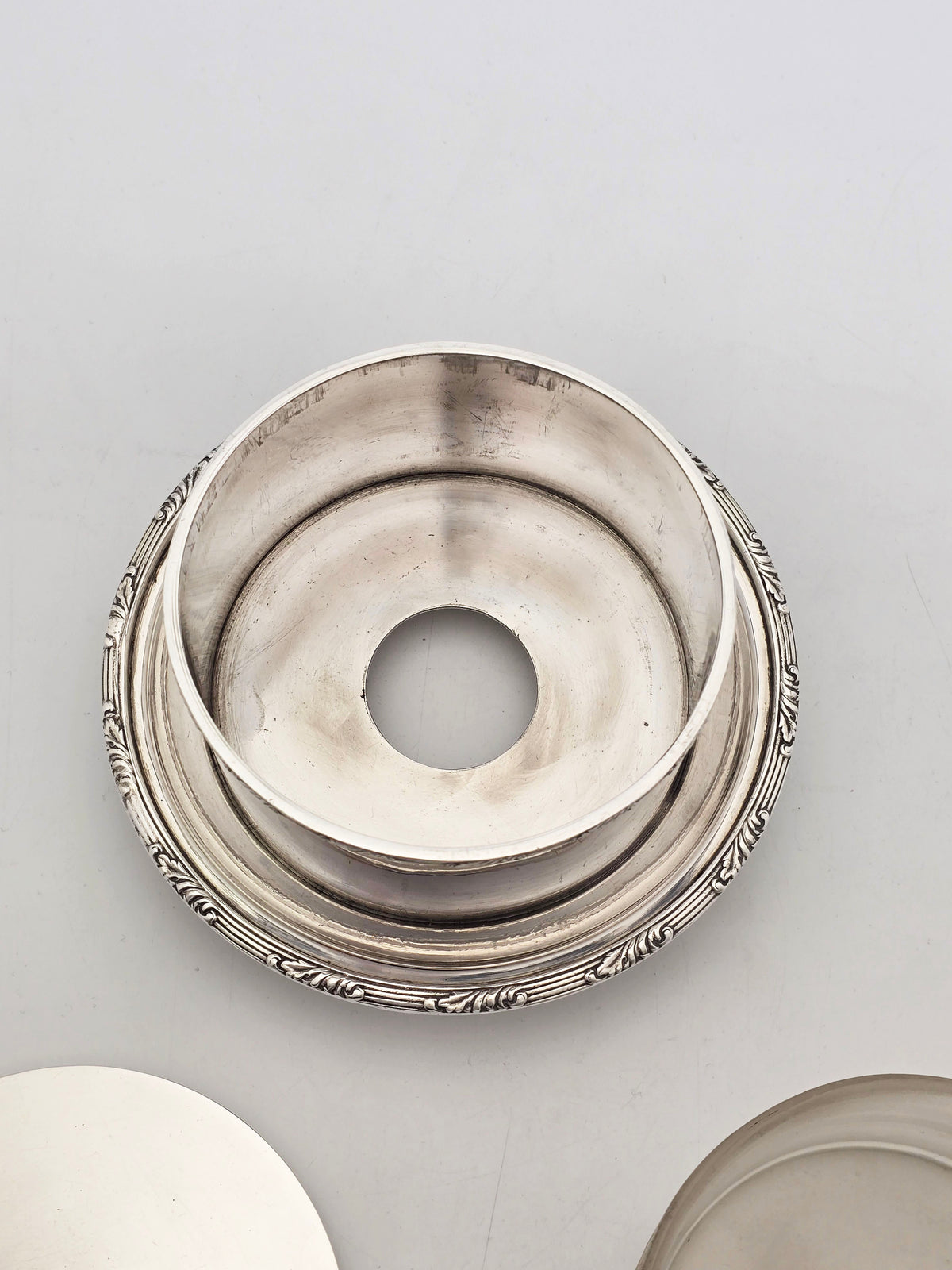 Antique Silver Plated Round Butter Dish With Frosted Glass Liner – circa 1920