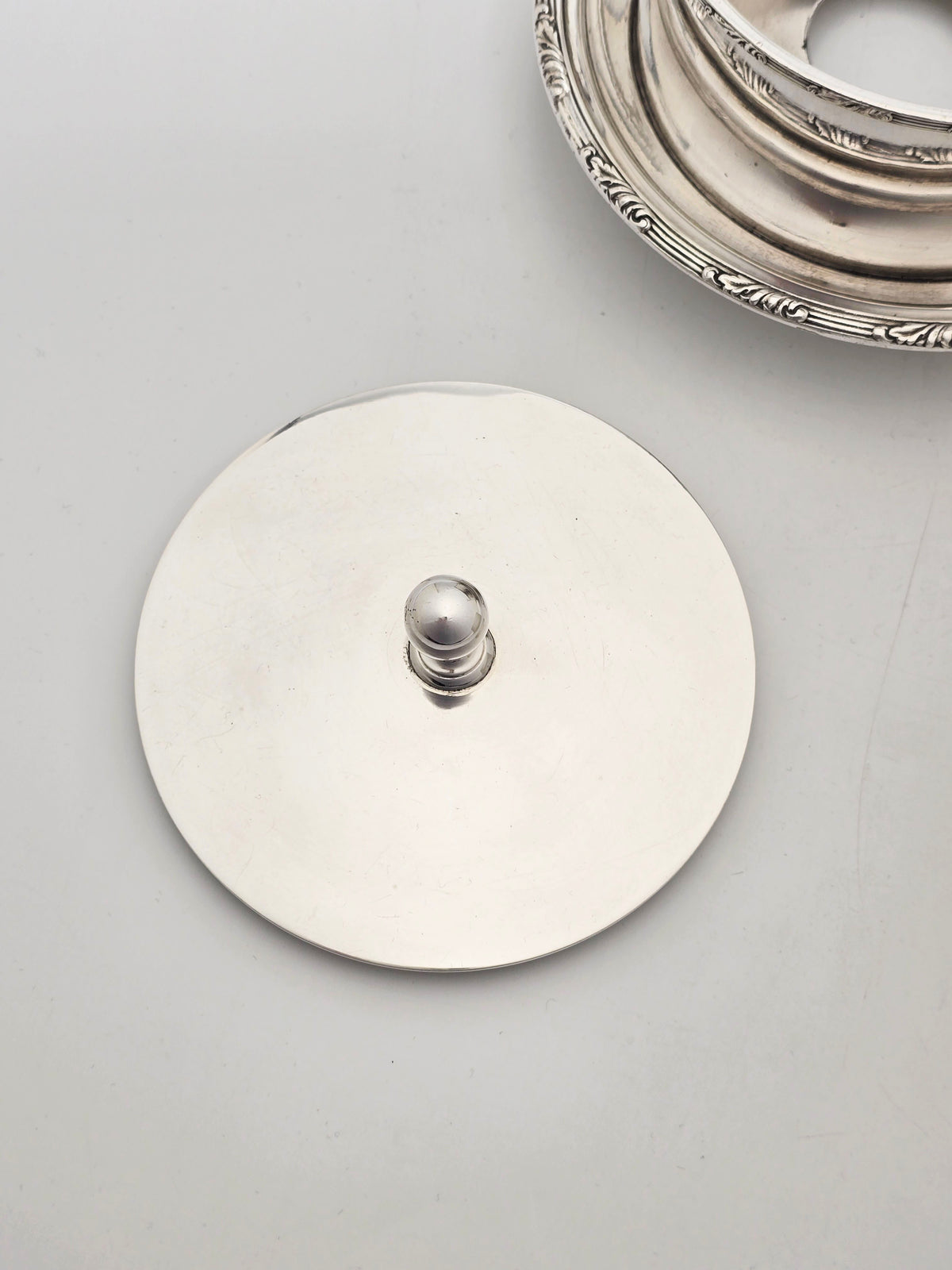 Antique Silver Plated Round Butter Dish With Frosted Glass Liner – circa 1920