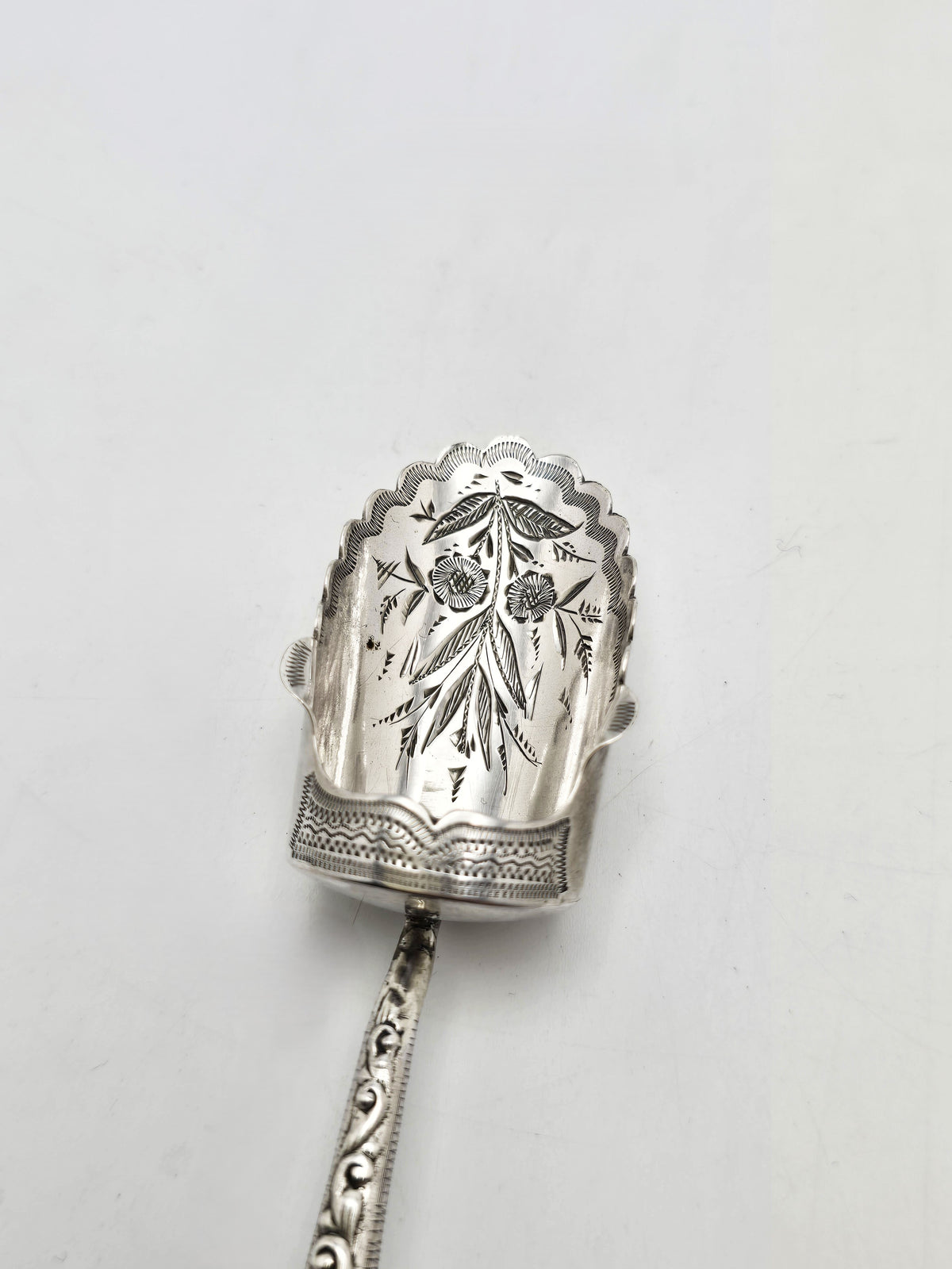 Antique Victorian Sterling Silver Sugar Scoop With Mother Of Pearl Handle - 1897