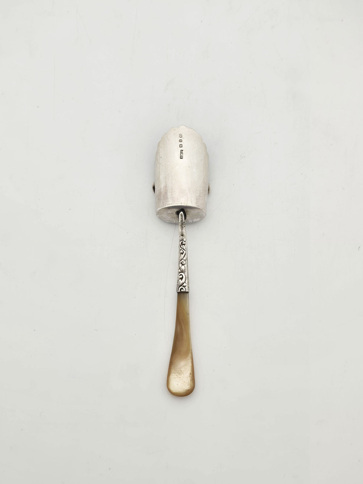 Antique Victorian Sterling Silver Sugar Scoop With Mother Of Pearl Handle - 1897