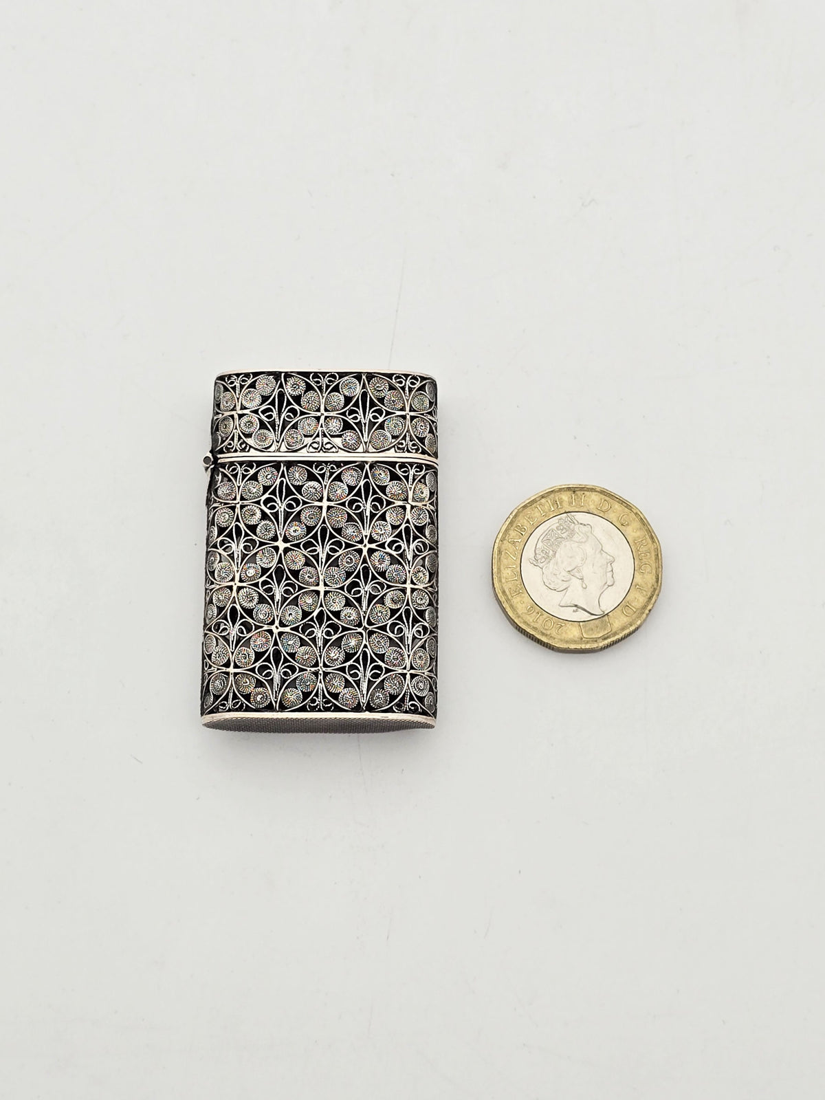 Antique Continental Silver On Copper Filigree Vesta Match Safe – circa 1910