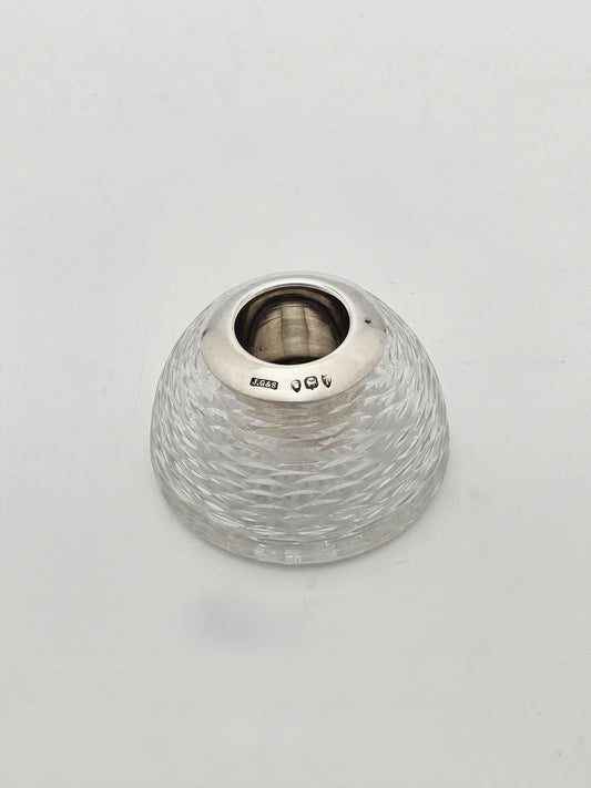 Antique Victorian Sterling Silver & Cut Glass Match Striker – London, 1894