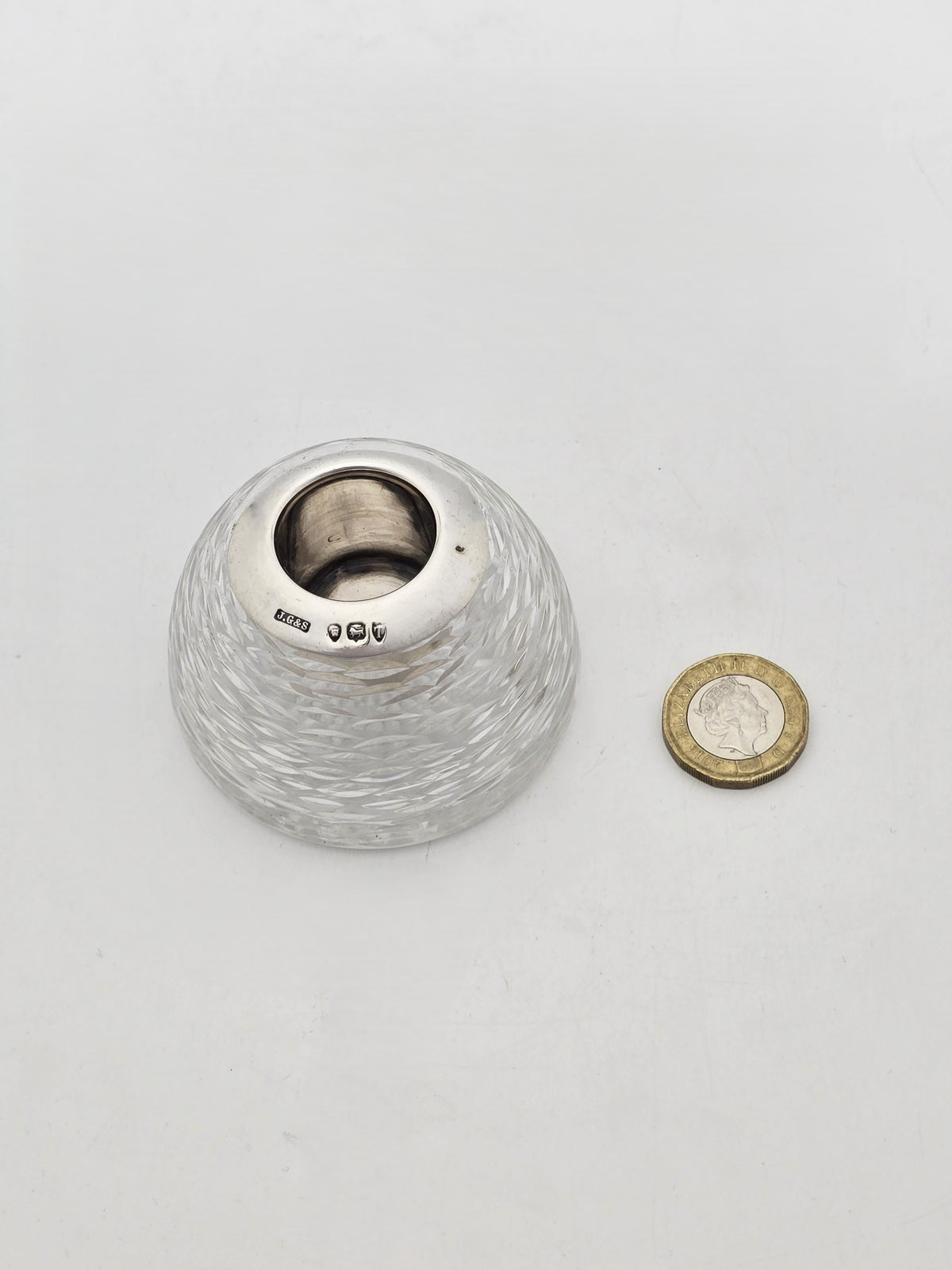 Antique Victorian Sterling Silver & Cut Glass Match Striker – London, 1894