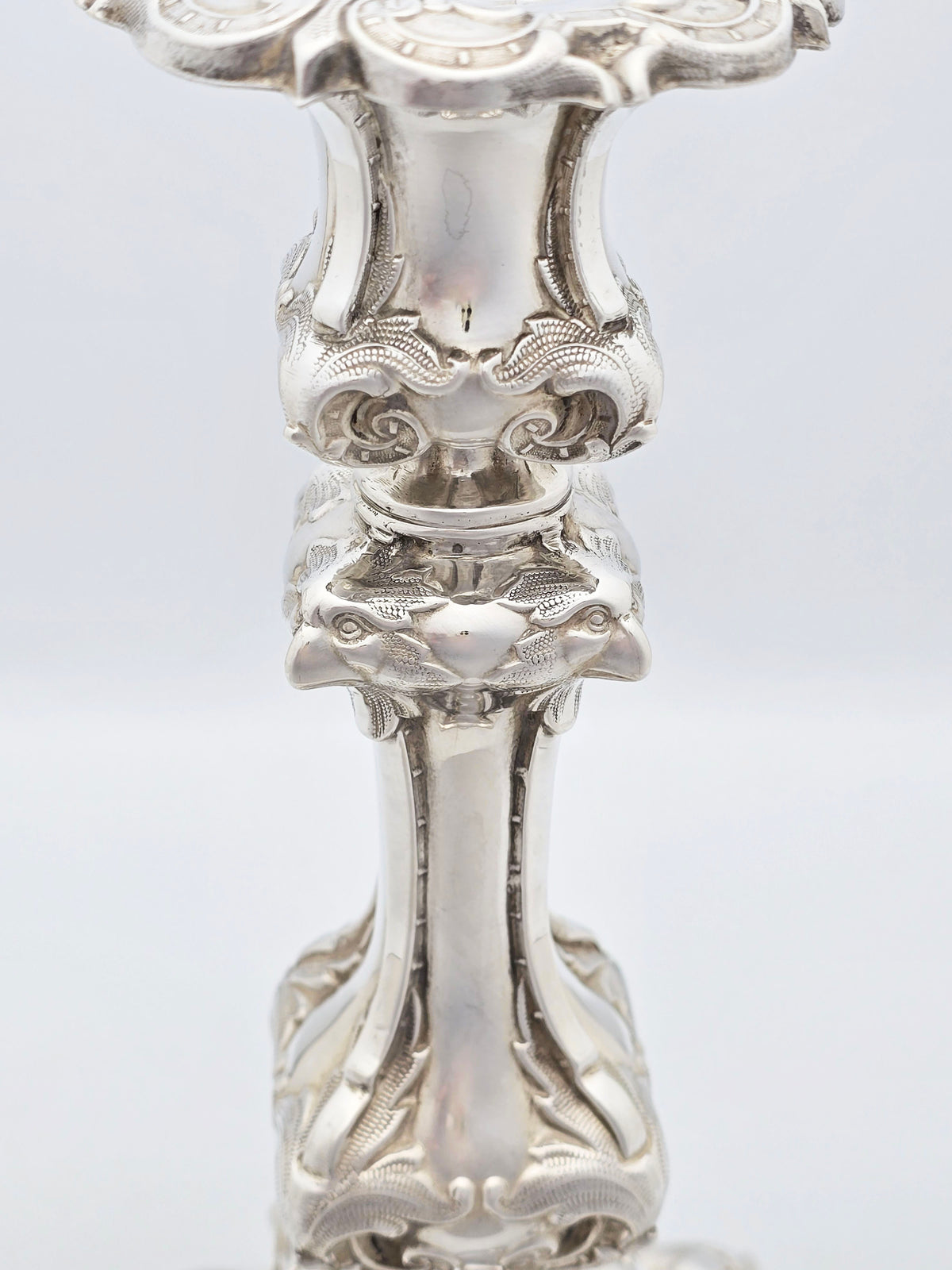 Pair of Antique Continental Rococo Revival Silver Plated Candlesticks – circa 1880