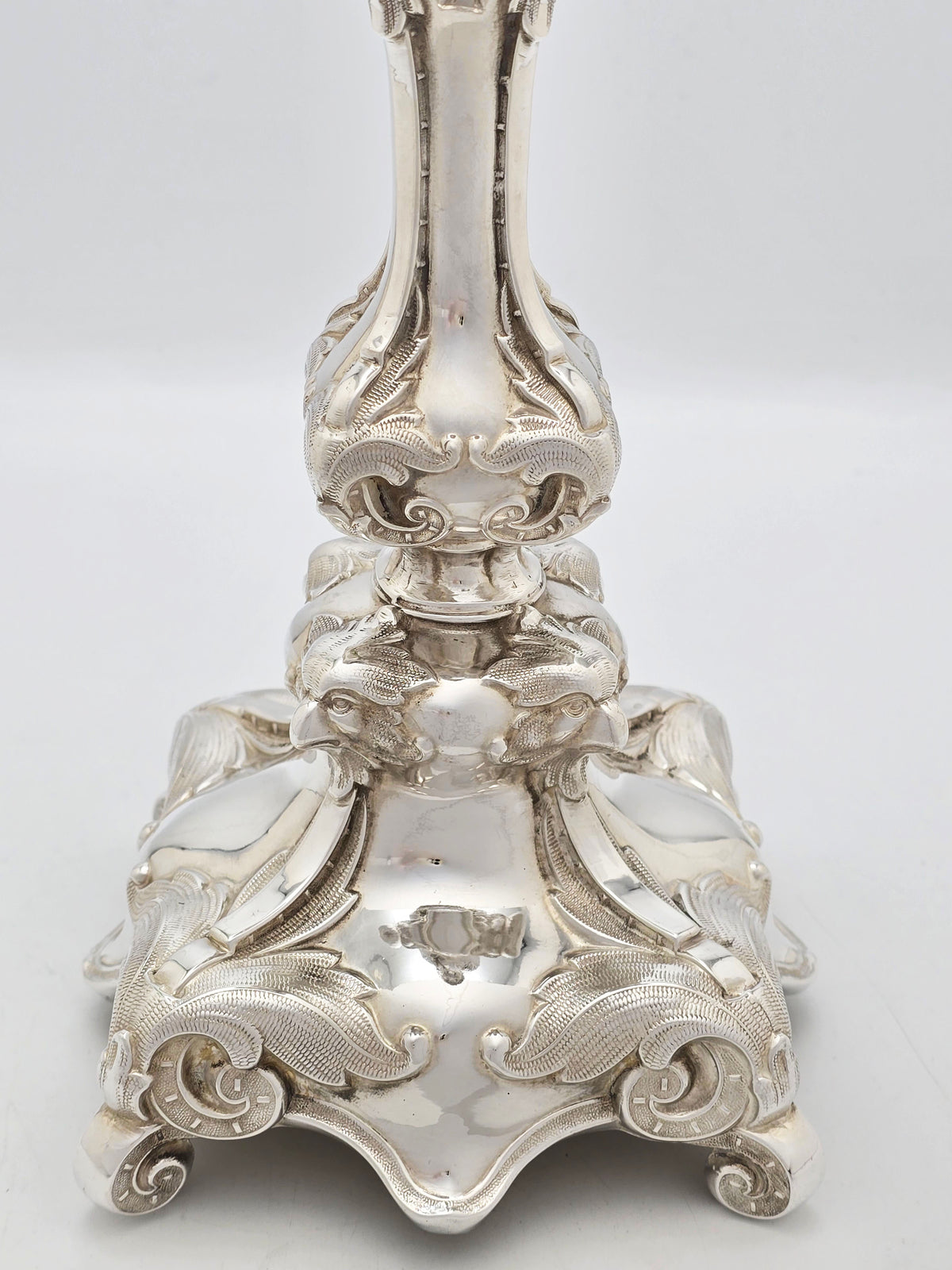 Pair of Antique Continental Rococo Revival Silver Plated Candlesticks – circa 1880