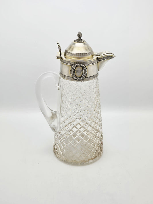 Antique French Silver Mounted Cut Crystal Claret Jug – circa 1870