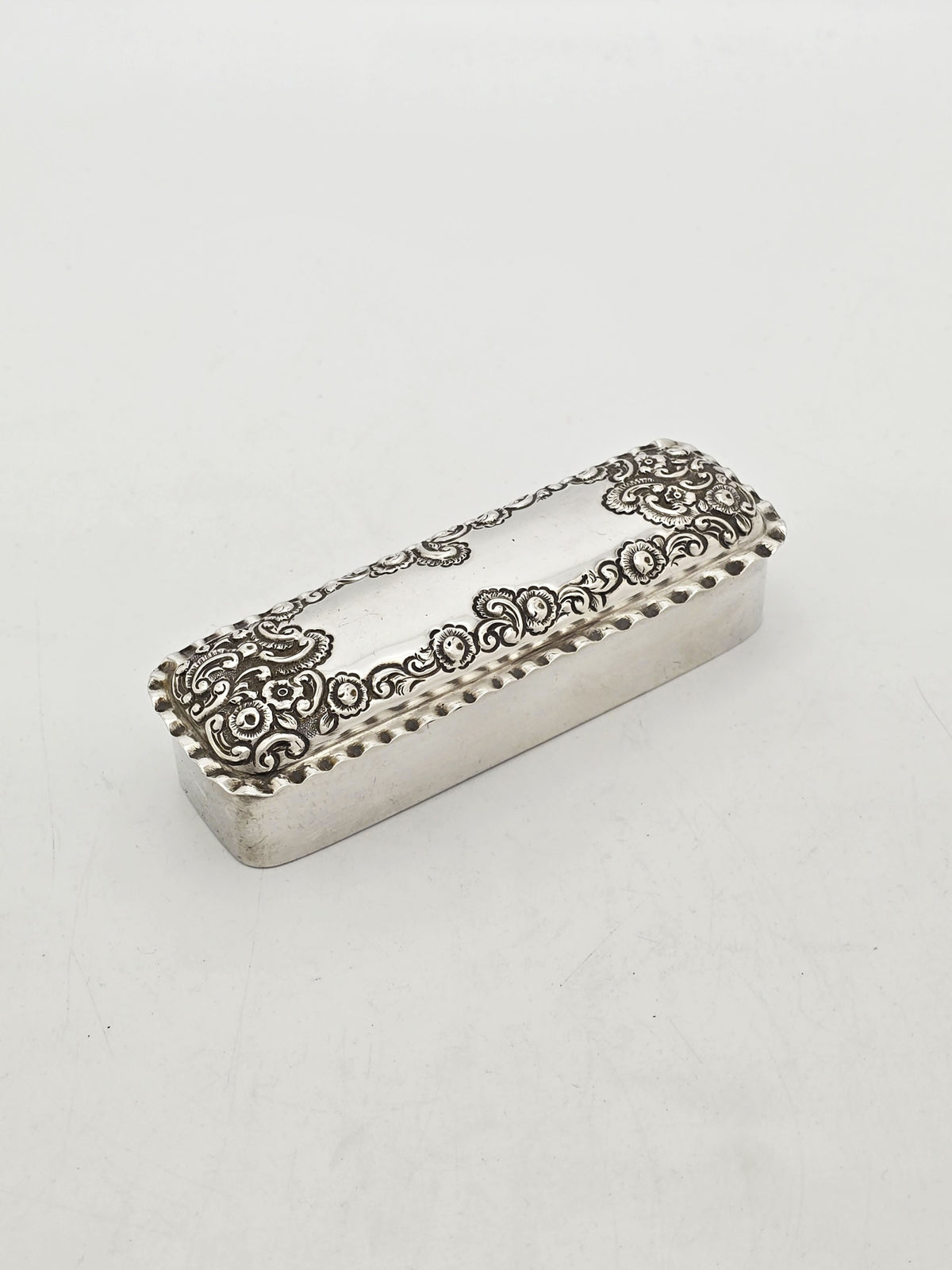 Antique Victorian Sterling Silver Embossed Trinket Box – Chester, 1899