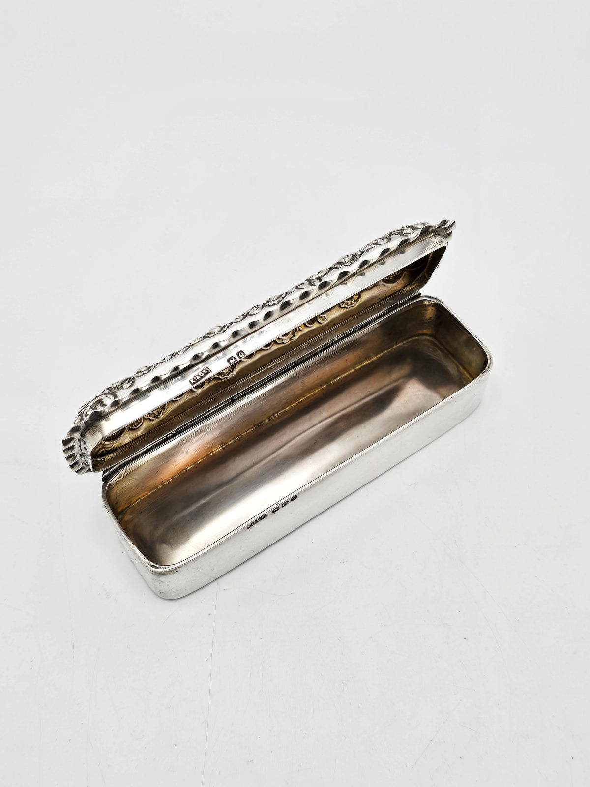 Antique Victorian Sterling Silver Embossed Trinket Box – Chester, 1899