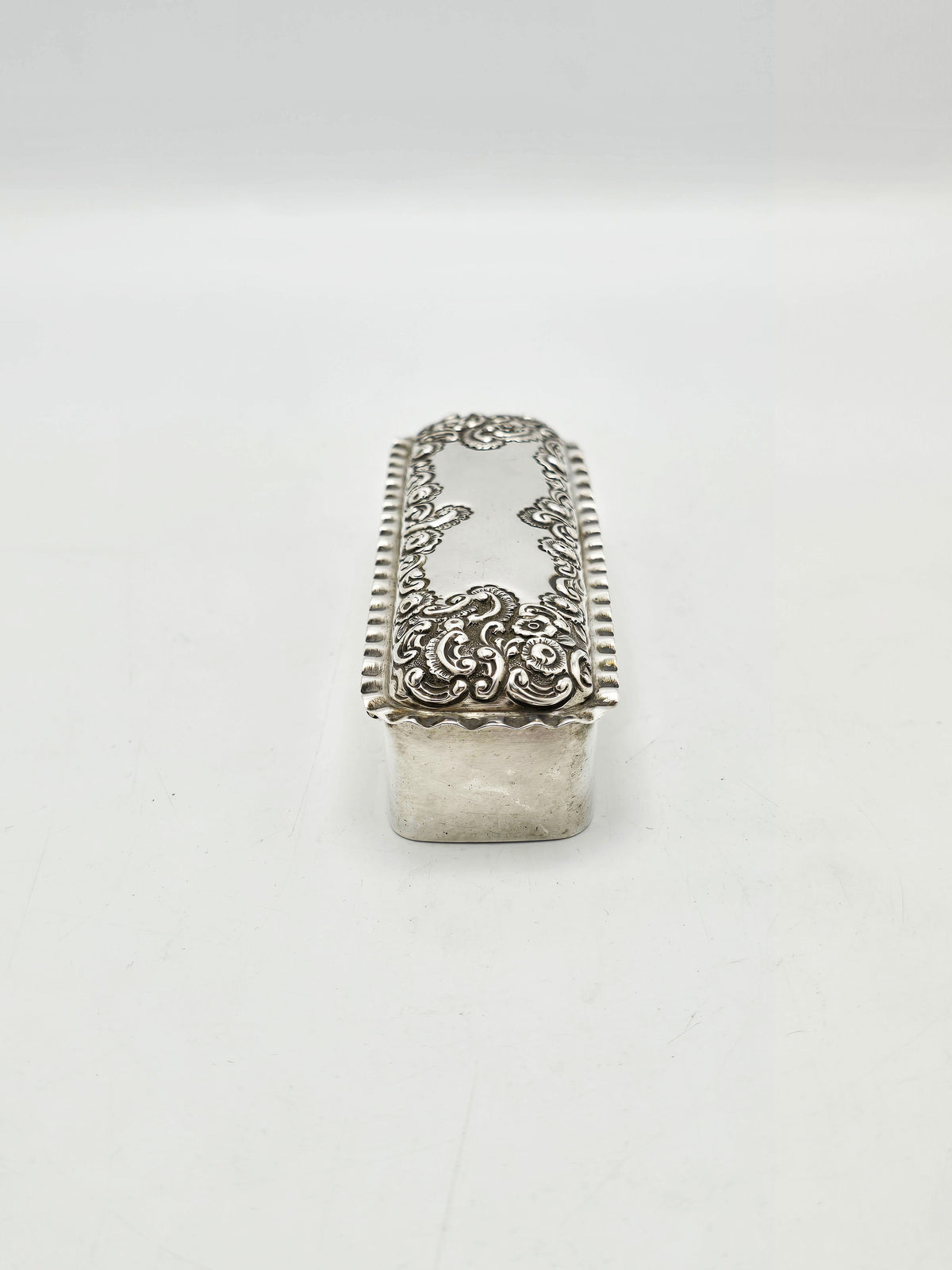Antique Victorian Sterling Silver Embossed Trinket Box – Chester, 1899