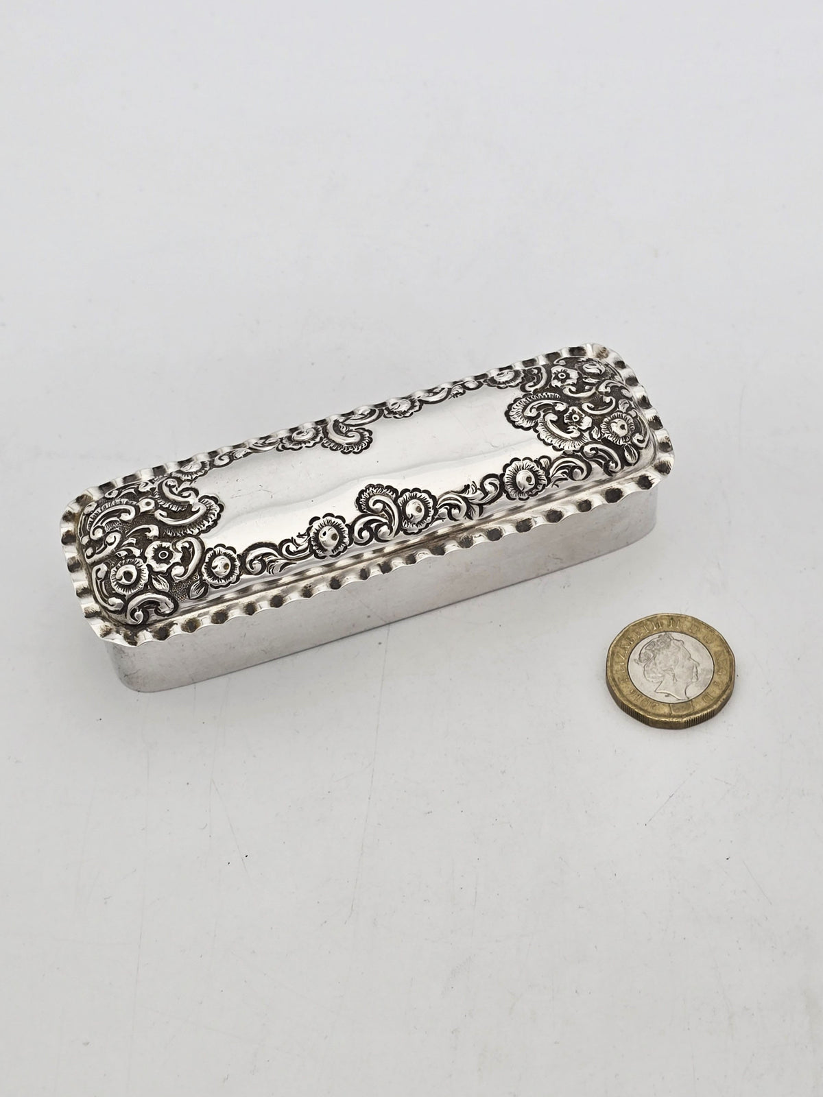 Antique Victorian Sterling Silver Embossed Trinket Box – Chester, 1899