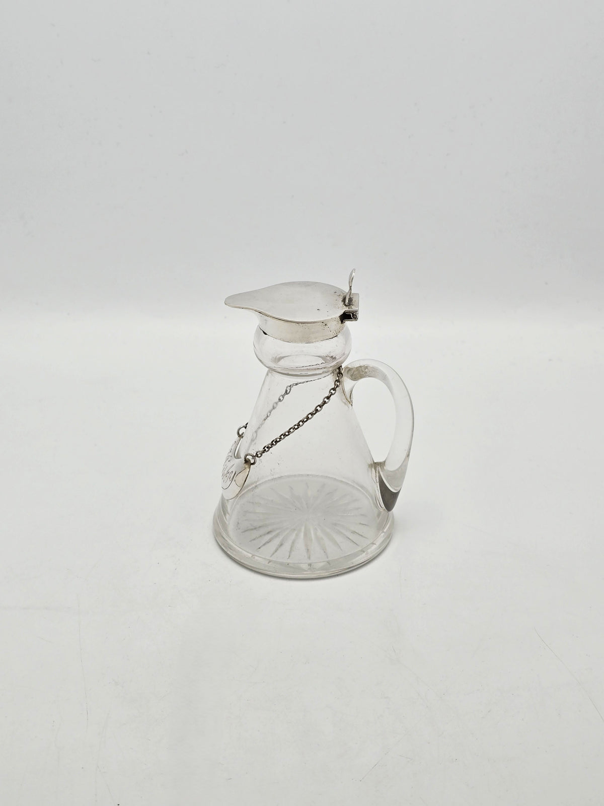 Vintage Sterling Silver Mounted Glass Whisky Noggin With Label - 1935