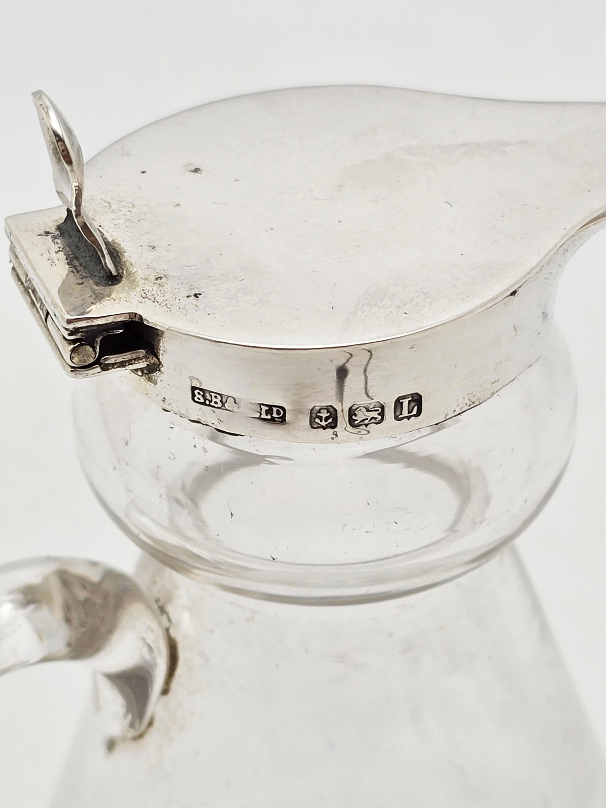 Vintage Sterling Silver Mounted Glass Whisky Noggin With Label - 1935