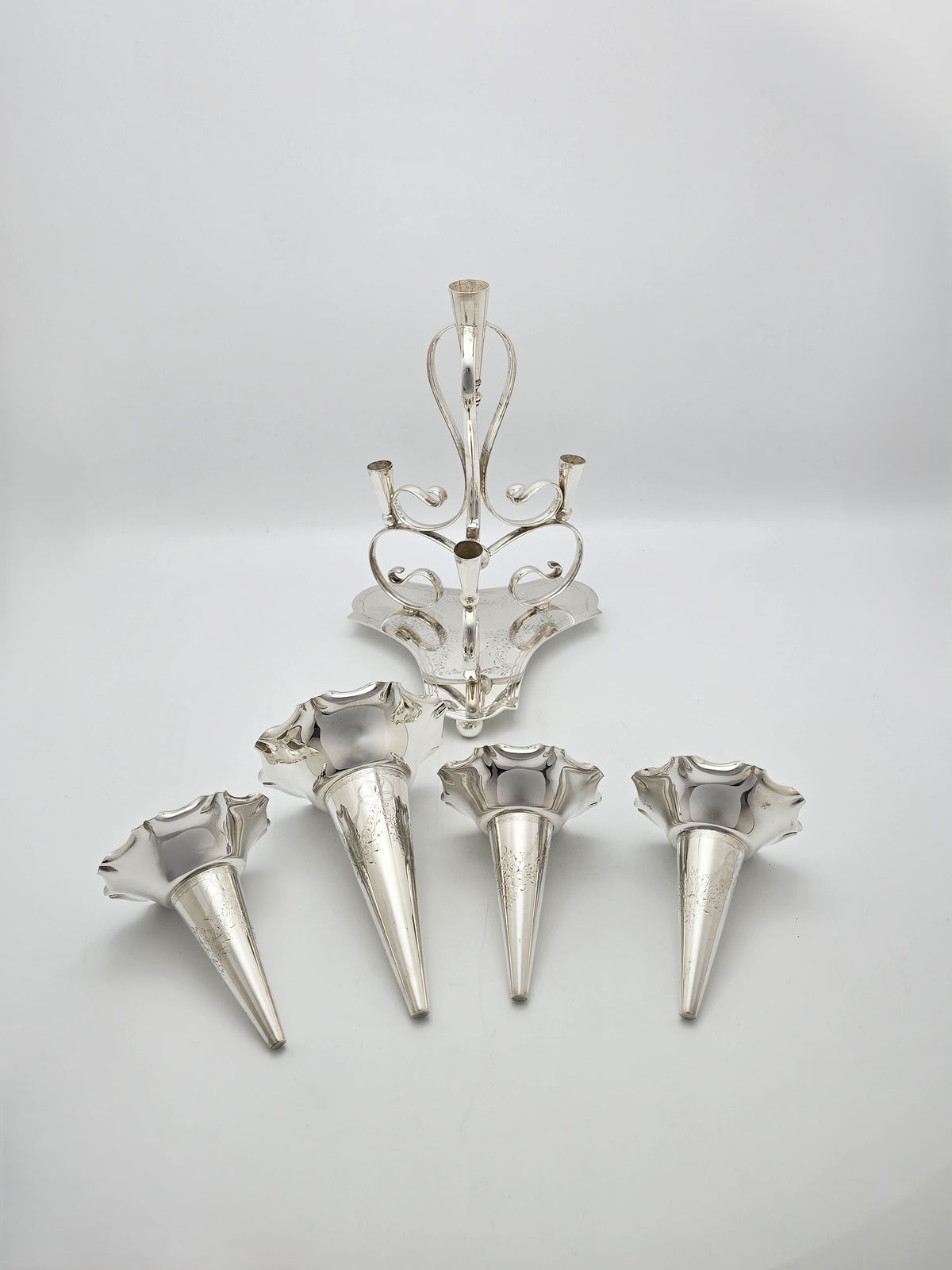 Antique Edwardian Silver Plated Trumpet Epergne Centrepiece – circa 1905