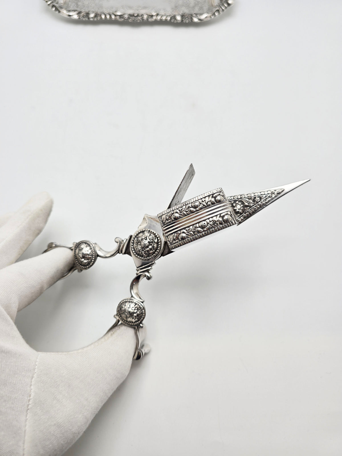 Antique Victorian Silver Plated Candle Snuffer Set circa 1890