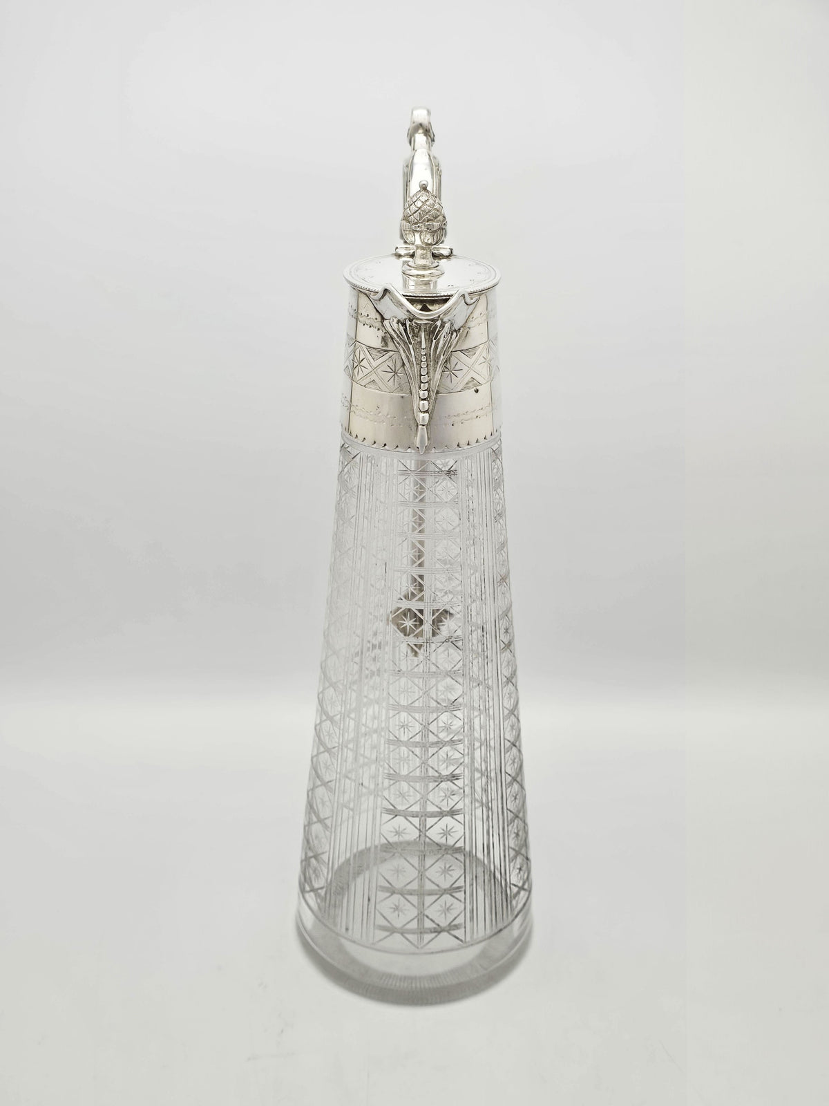 Antique Victorian Silver Plated Etched Glass Claret Jug circa 1880