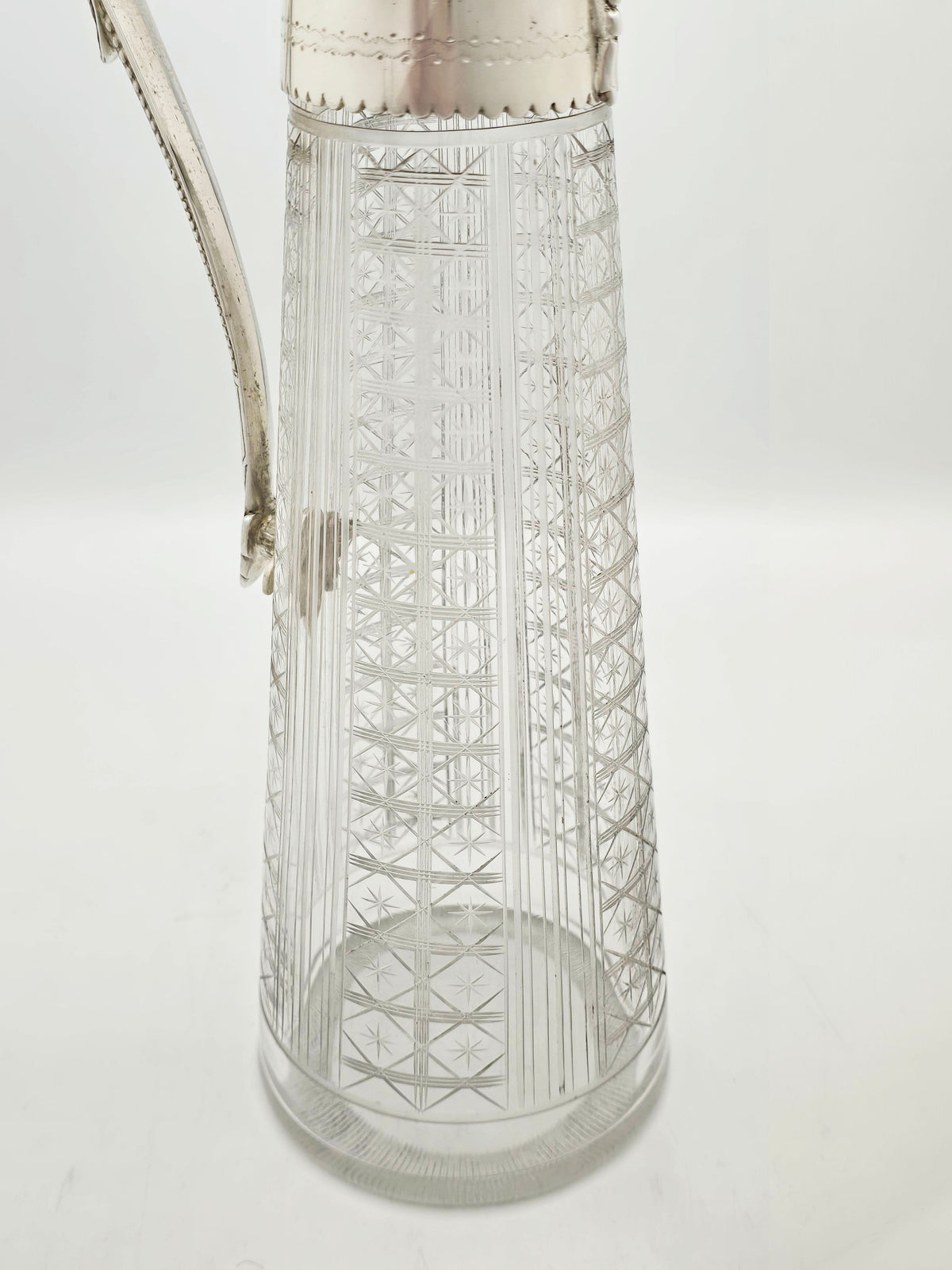 Antique Victorian Silver Plated Etched Glass Claret Jug circa 1880