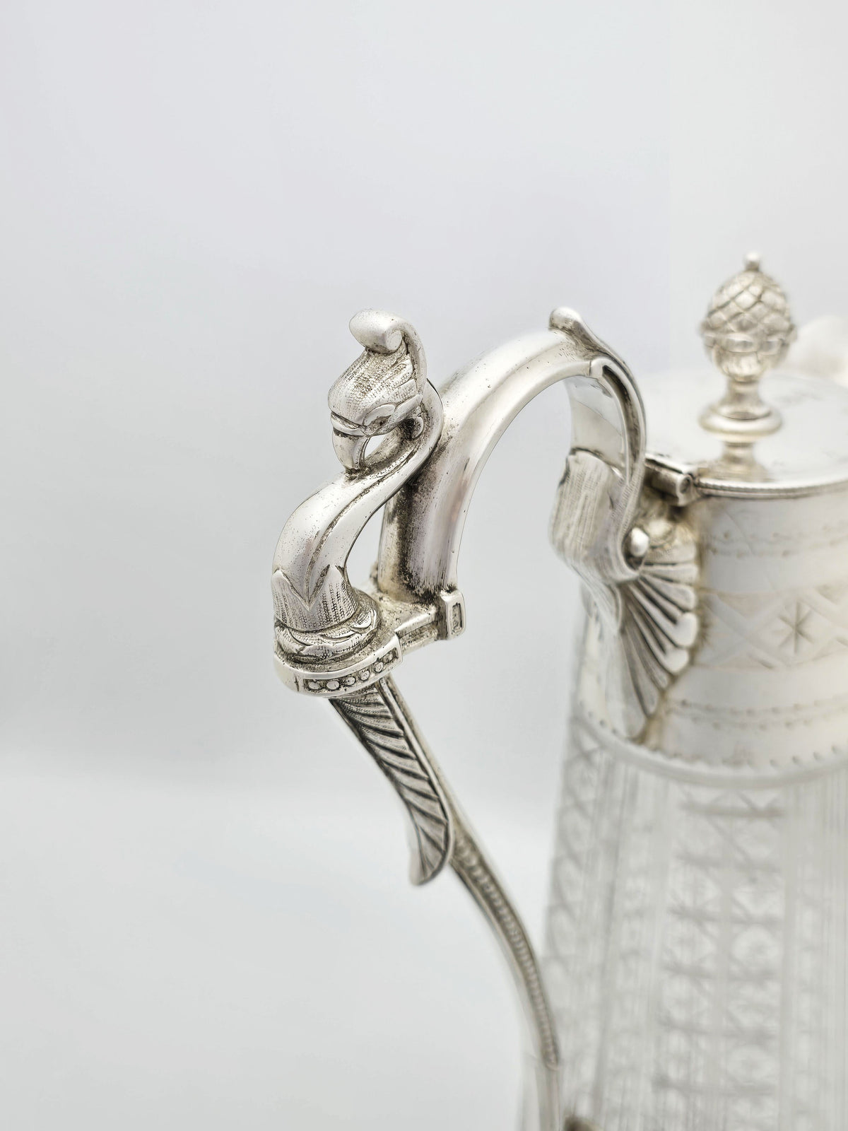Antique Victorian Silver Plated Etched Glass Claret Jug circa 1880