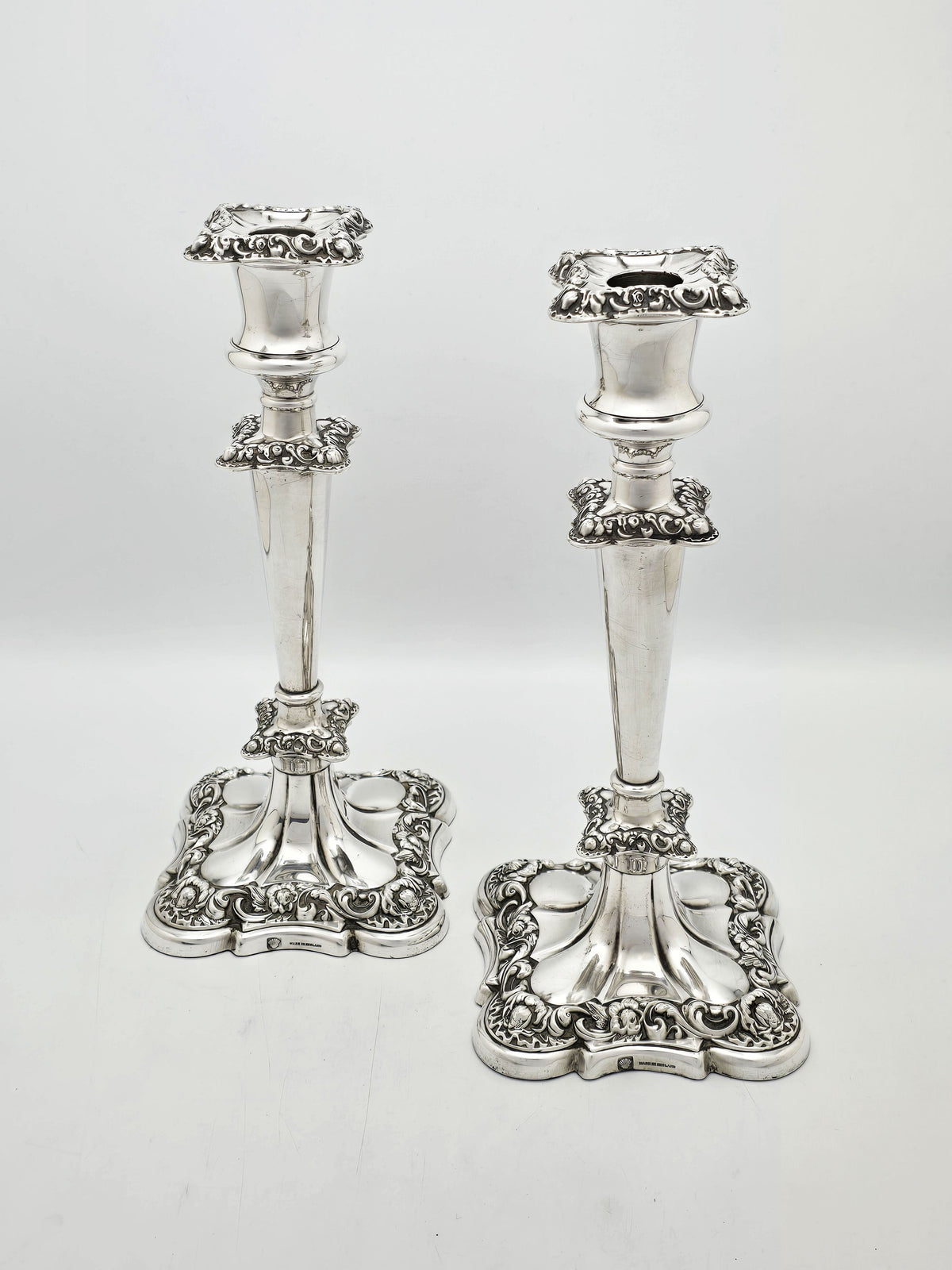 Antique Pair of Silver Plated Ornate Candlesticks circa 1920