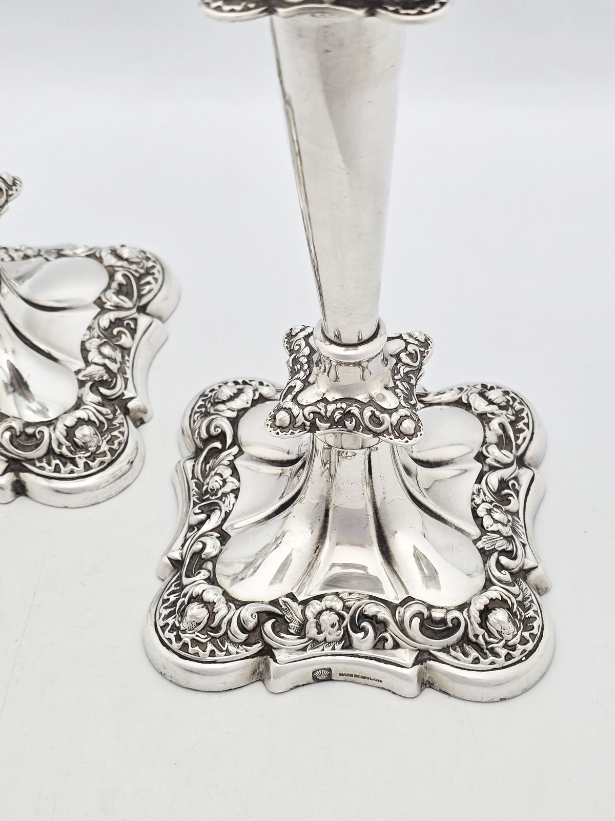 Antique Pair of Silver Plated Ornate Candlesticks circa 1920