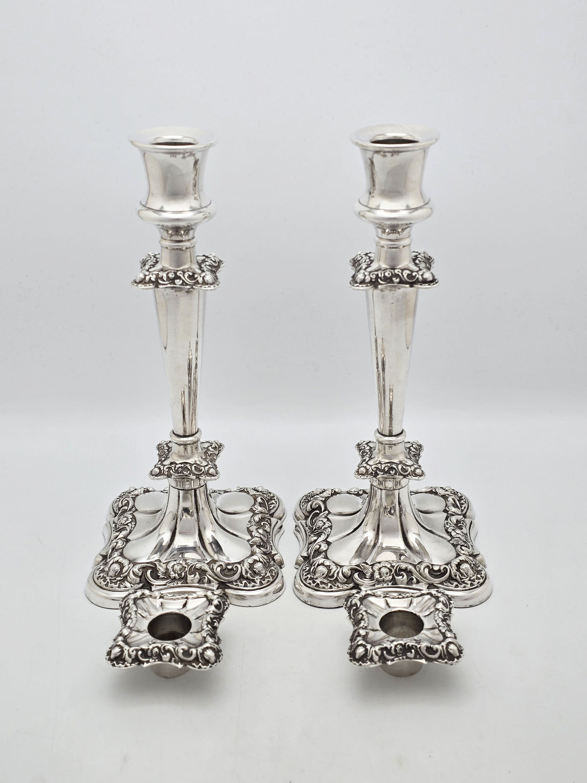 Antique Pair of Silver Plated Ornate Candlesticks circa 1920