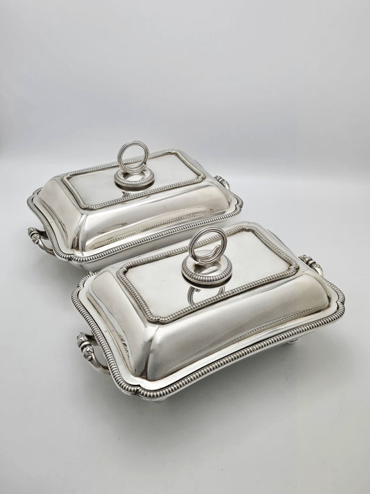 Antique Victorian Silver Plated Pair of Entree Dishes Elkington 1884