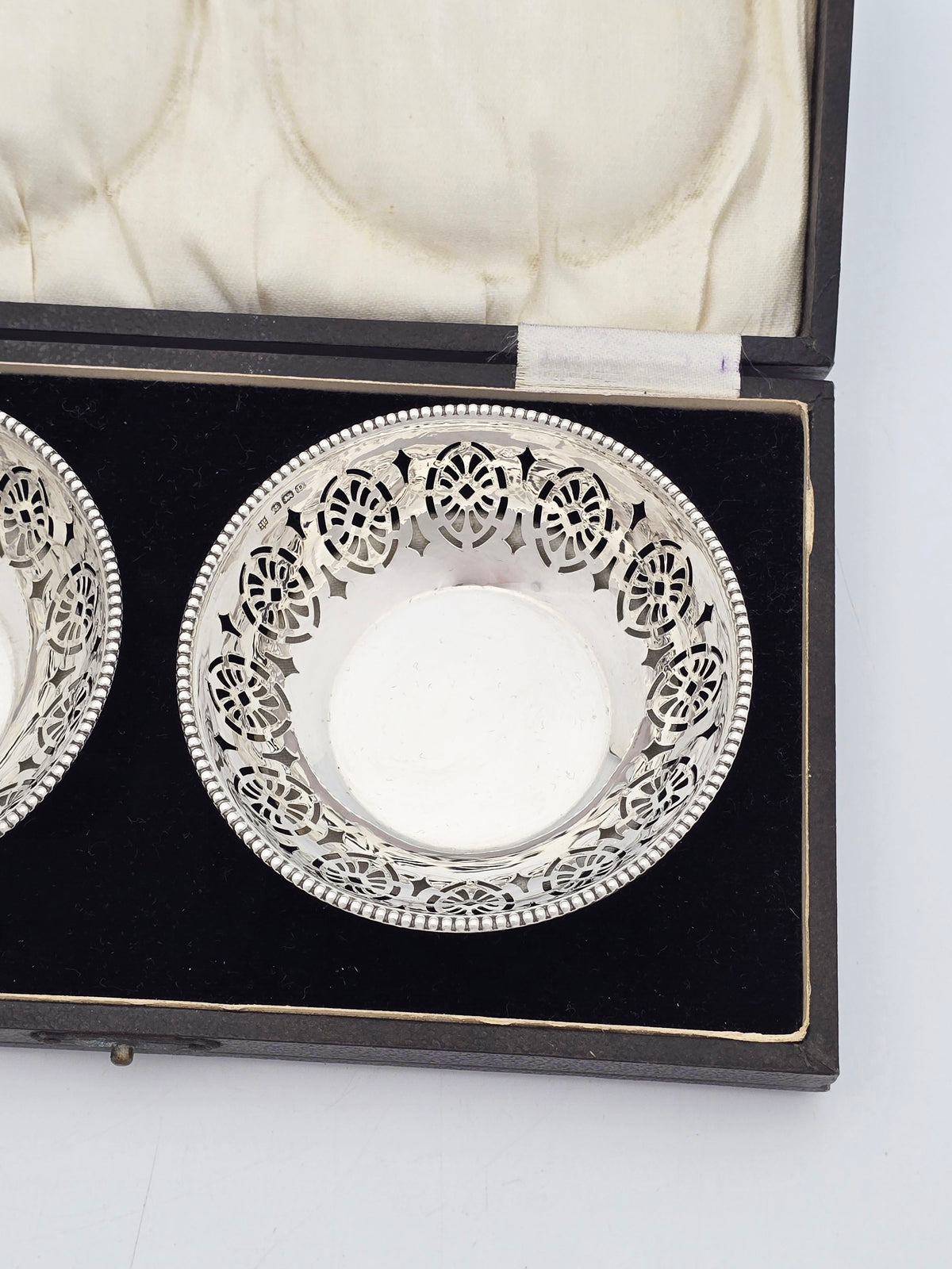 Vintage Pair Sterling Silver Pierced Bon Bon Dishes Birmingham 1928