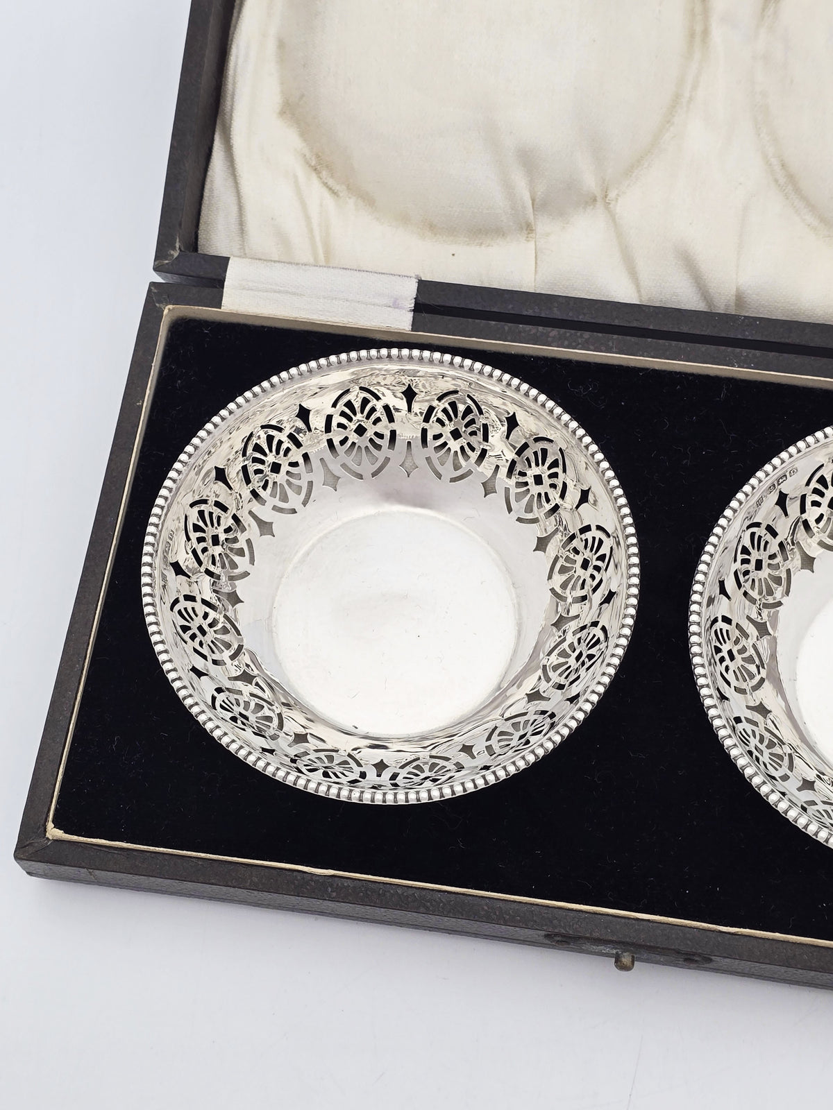 Vintage Pair Sterling Silver Pierced Bon Bon Dishes Birmingham 1928