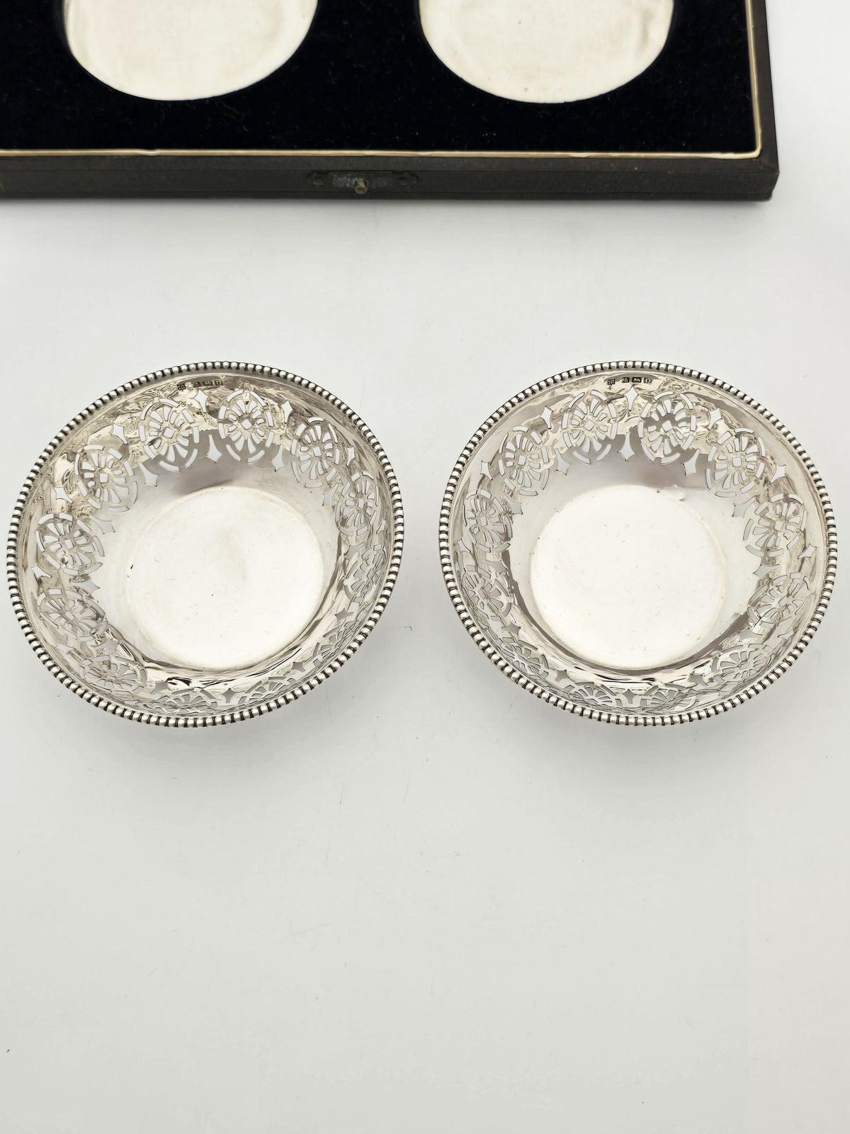 Vintage Pair Sterling Silver Pierced Bon Bon Dishes Birmingham 1928