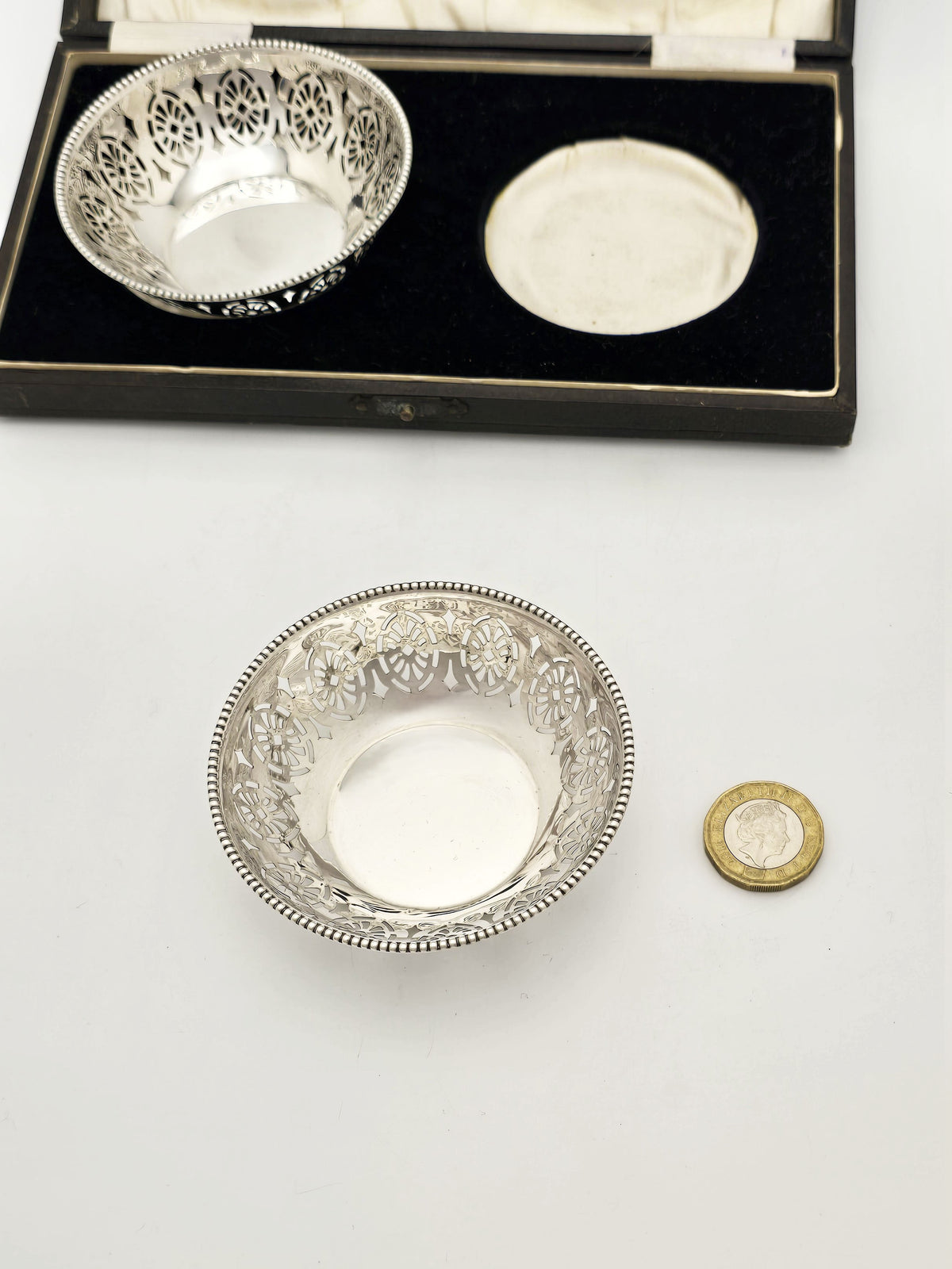 Vintage Pair Sterling Silver Pierced Bon Bon Dishes Birmingham 1928